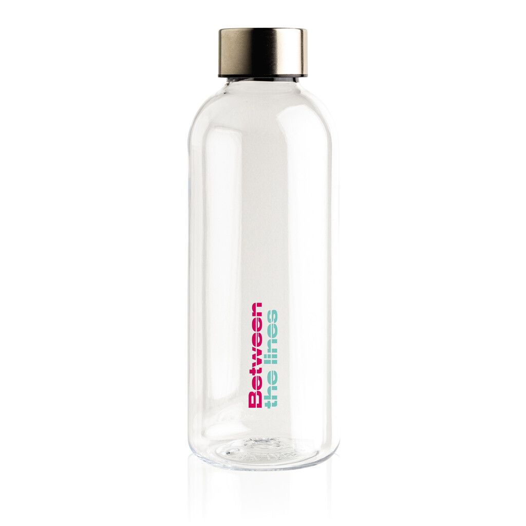 Auslaufsichere Trinkflasche mit Metalldeckel - transparent-854