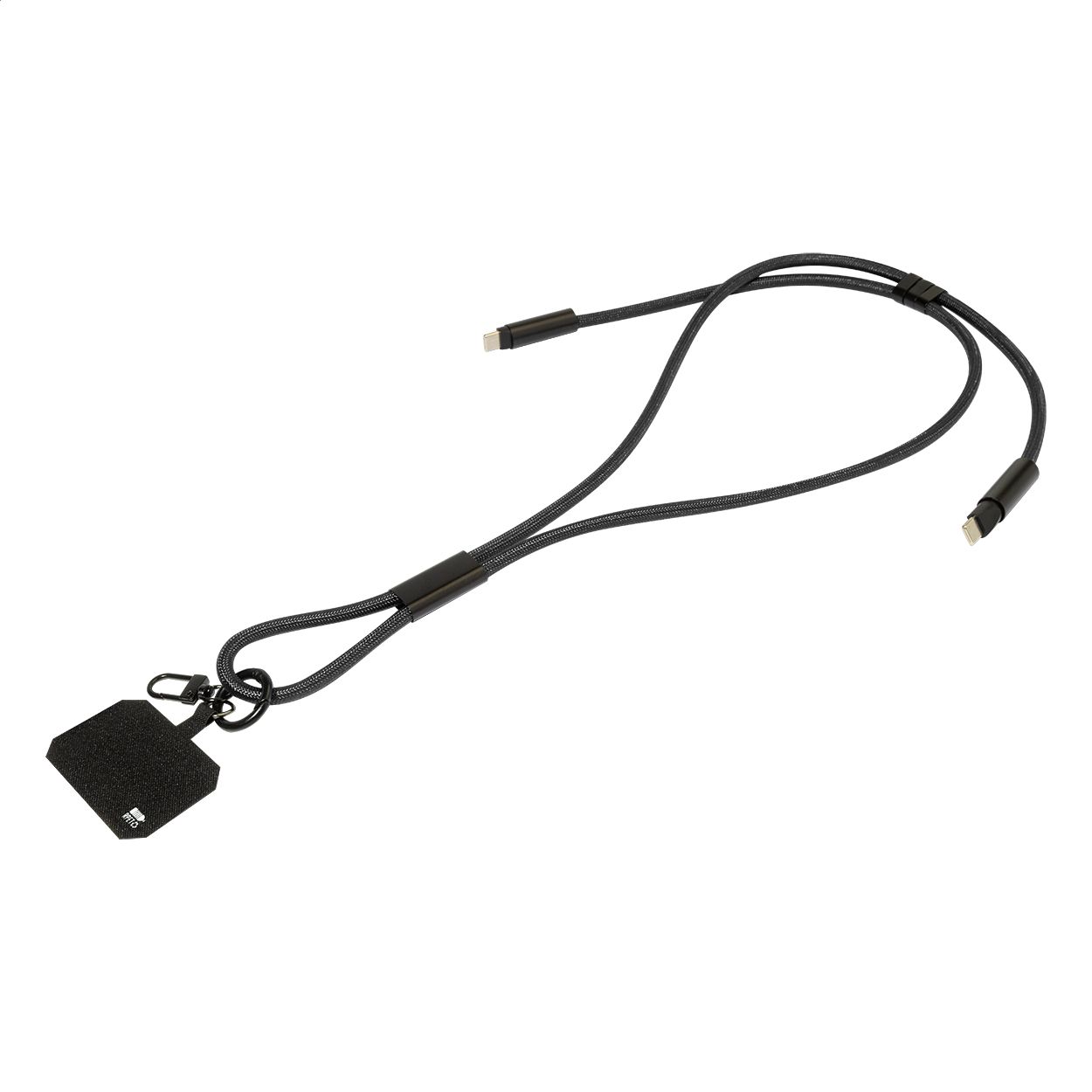 HolCharge 60W Lanyard mit Lade- und Datenkabel aus RPET - schwarz-159