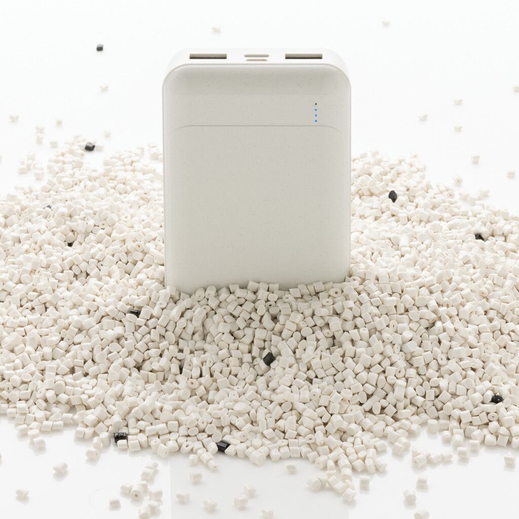 10.000 mAh Powerbank aus RCS Standard recyceltem Kunststoff - weiß-614