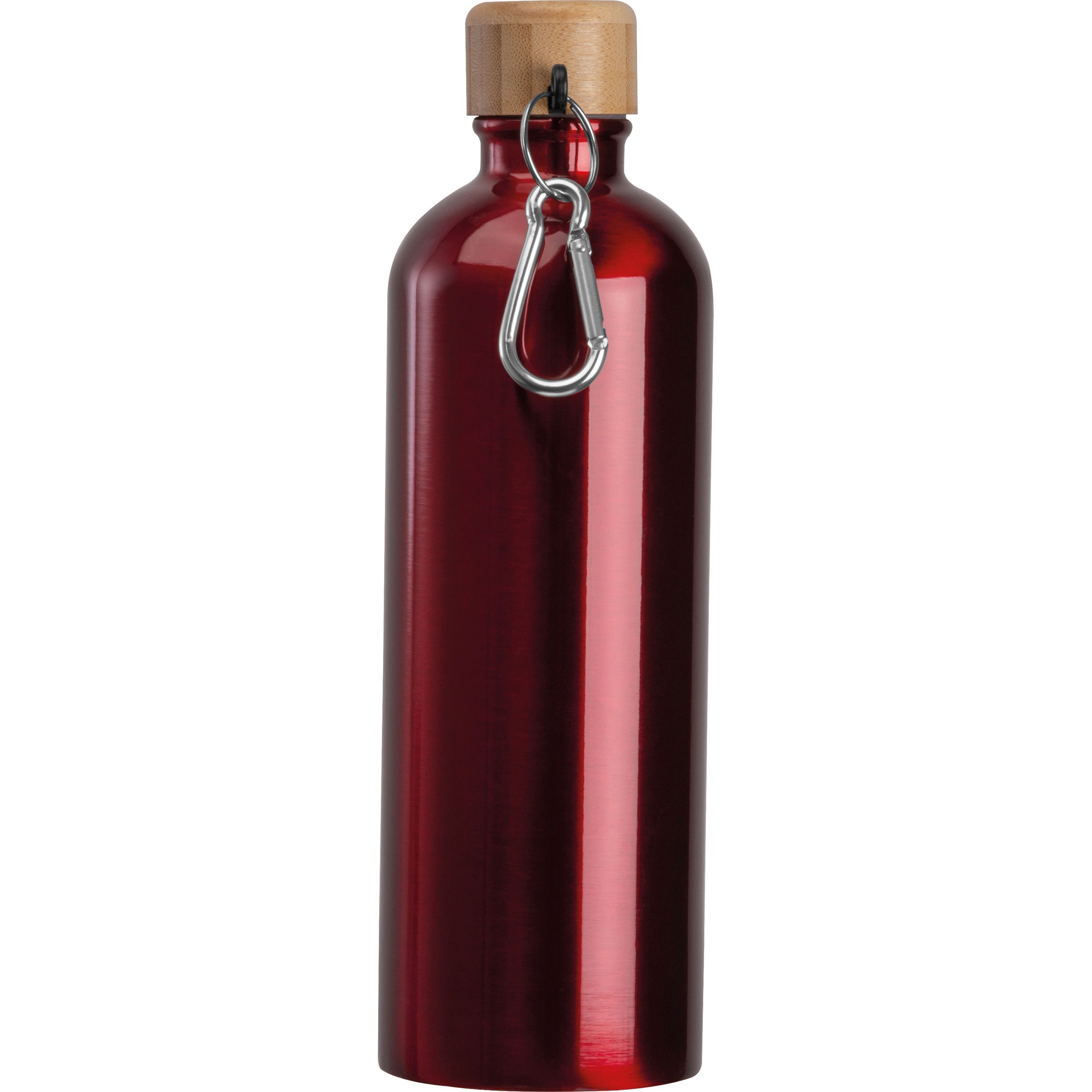 Edelstahltrinkflasche mit Karabiner, 750ml - rot-790