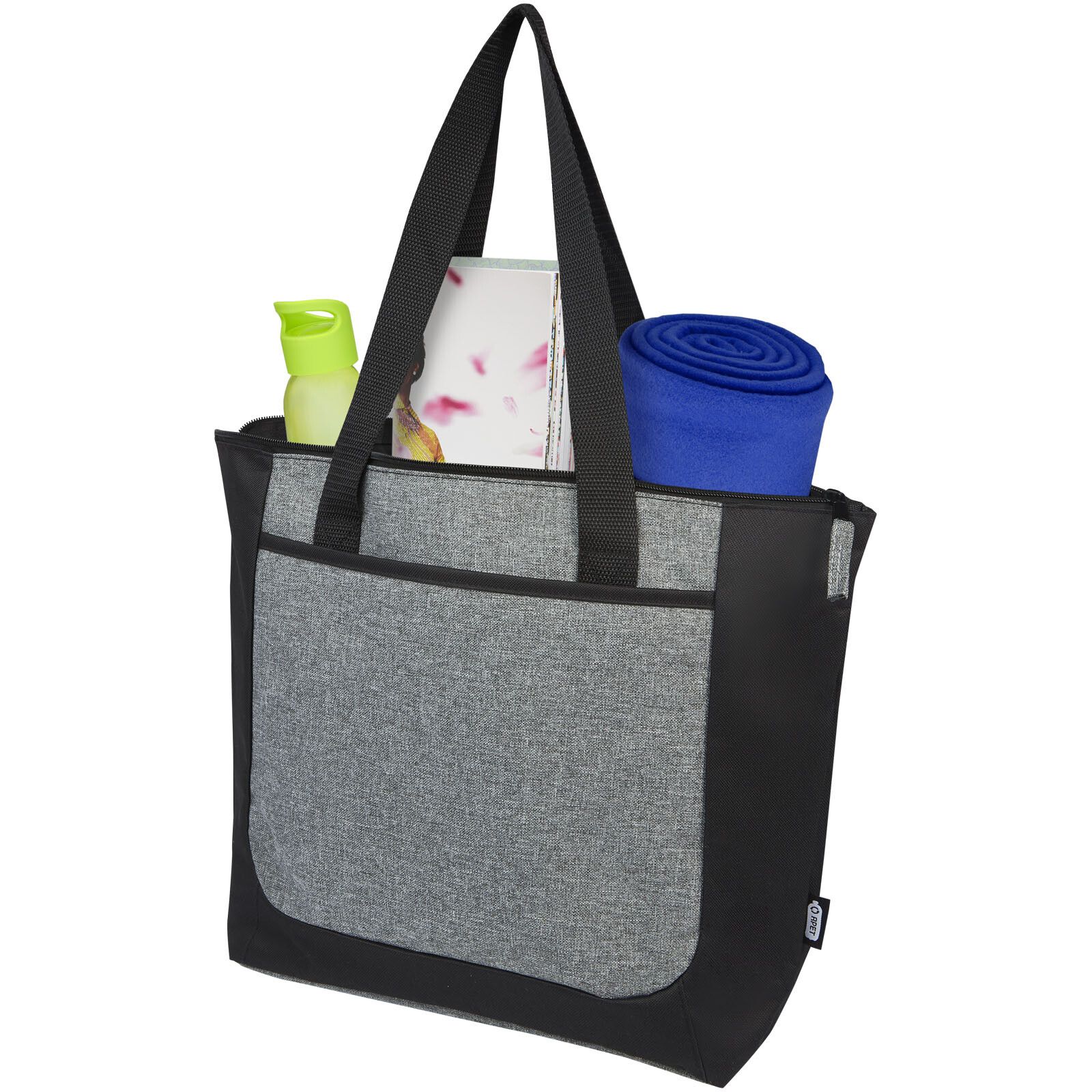 Reclaim GRS recycelte Tragetasche mit Reißverschluss 15 L - schwarz -  heather grau-372