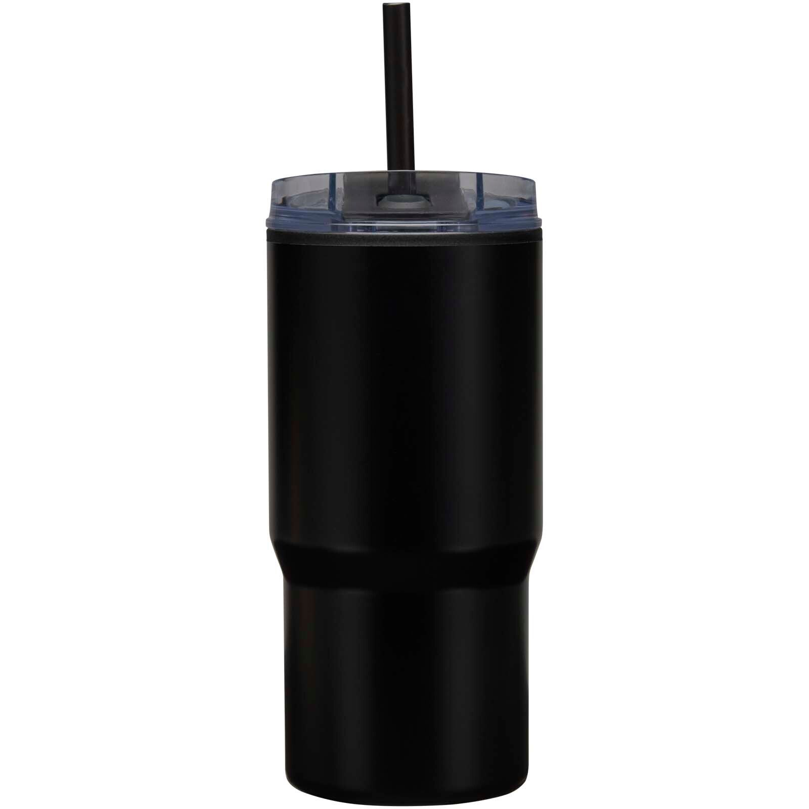 Westin 540 ml RCS Becher aus recyceltem Material, doppelwandig isoliert, mit Trinkhalm - schwarz-732