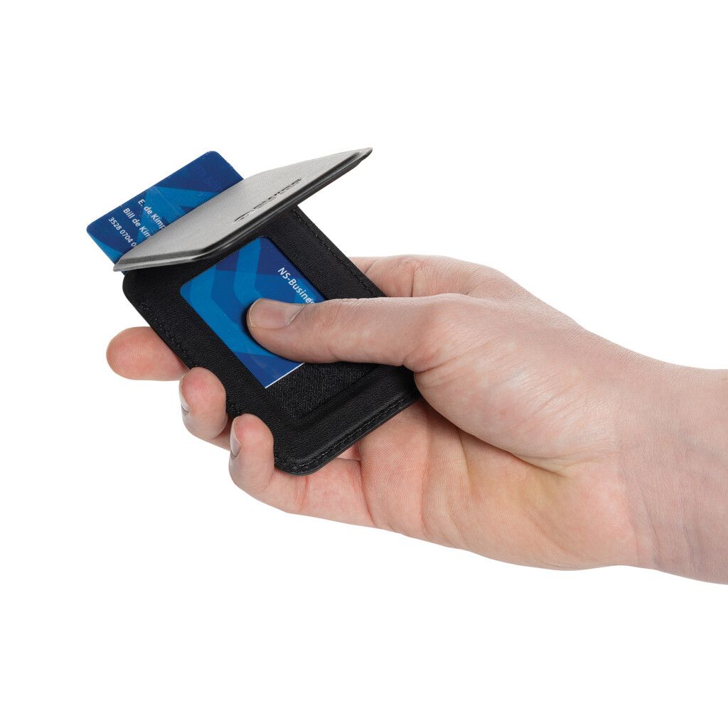 Magstand magnetische Handytasche mit Ständer aus RCS rec. PU - schwarz-228