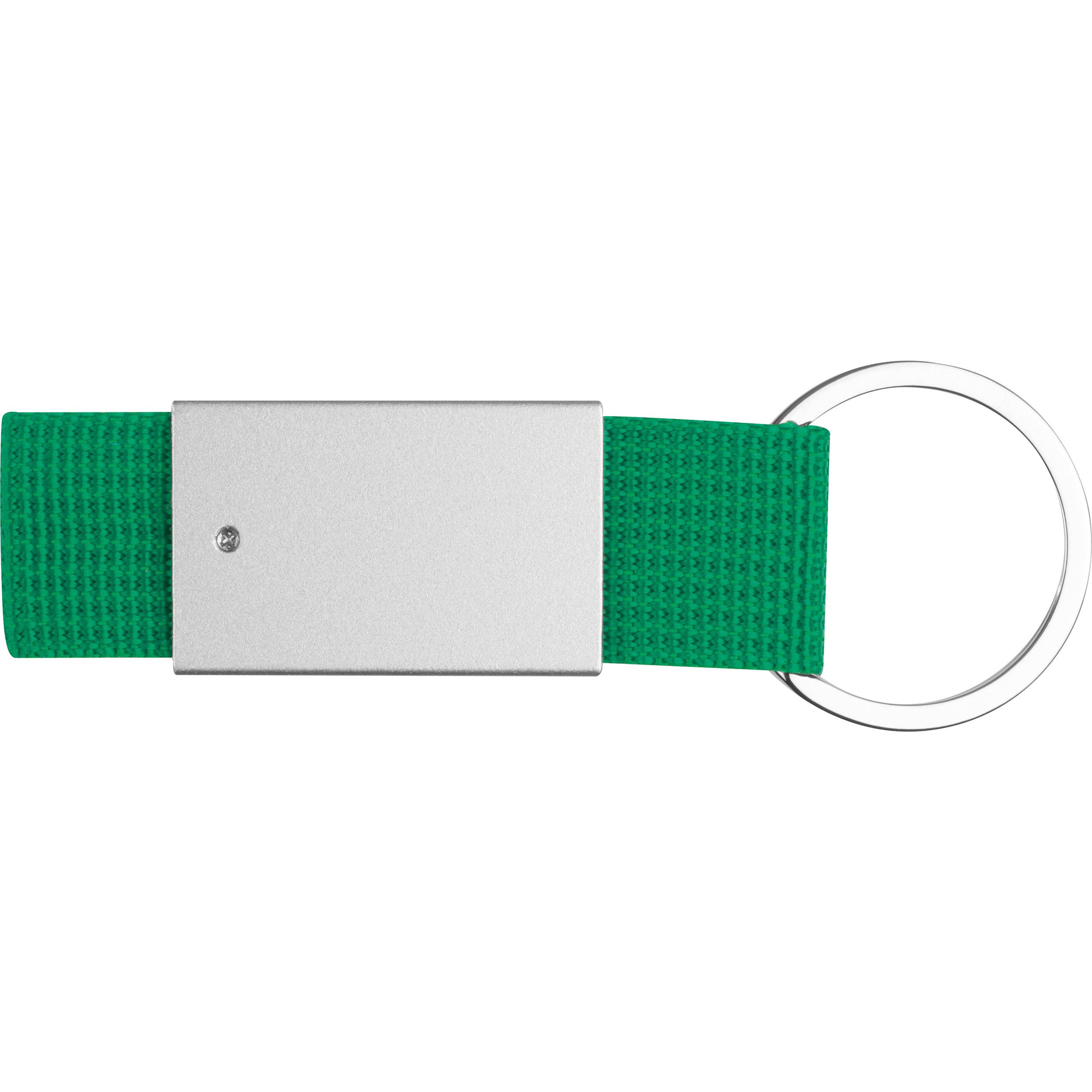 Schlüsselanhänger mit farbigem Stoffbändchen - grün-652