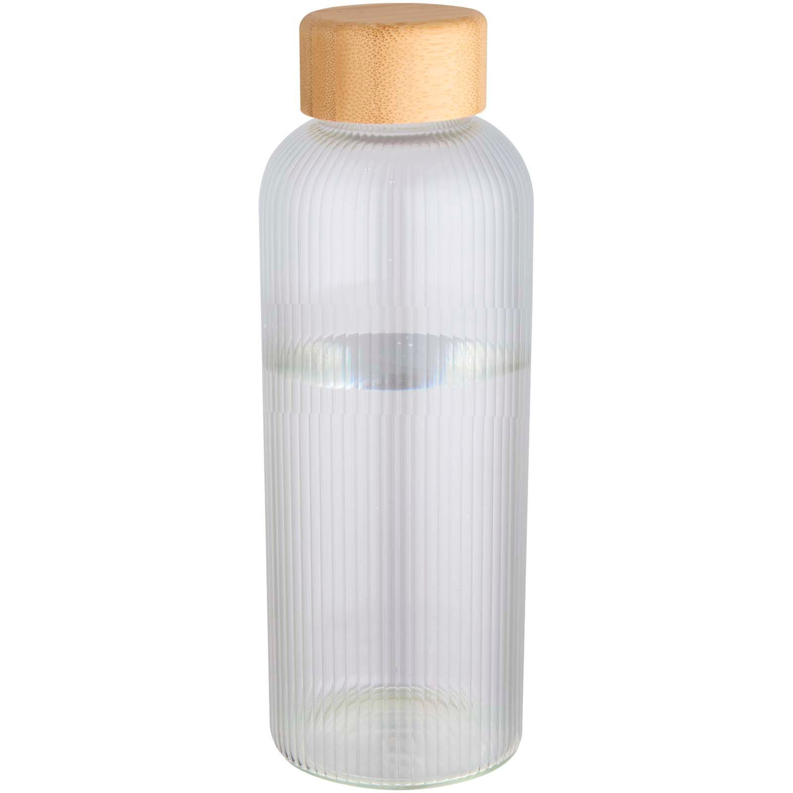 Mirage 650 ml einwandige Trinkflasche aus Borosilikatglas mit Bambusdeckel - transparent-939