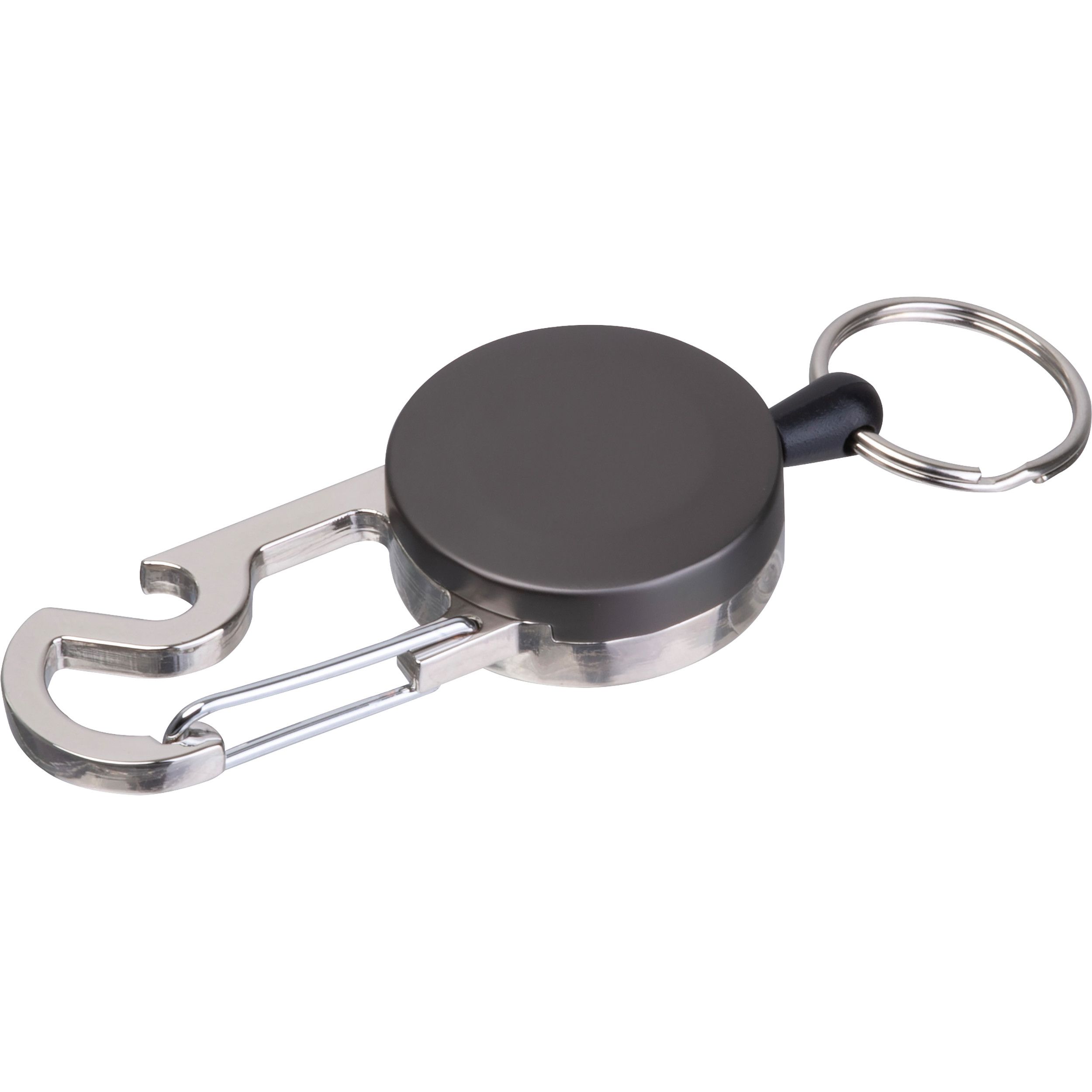 Ausziehbarer Schlüsselanhänger mit Karabiner aus Metall PEGGY - schwarz-640
