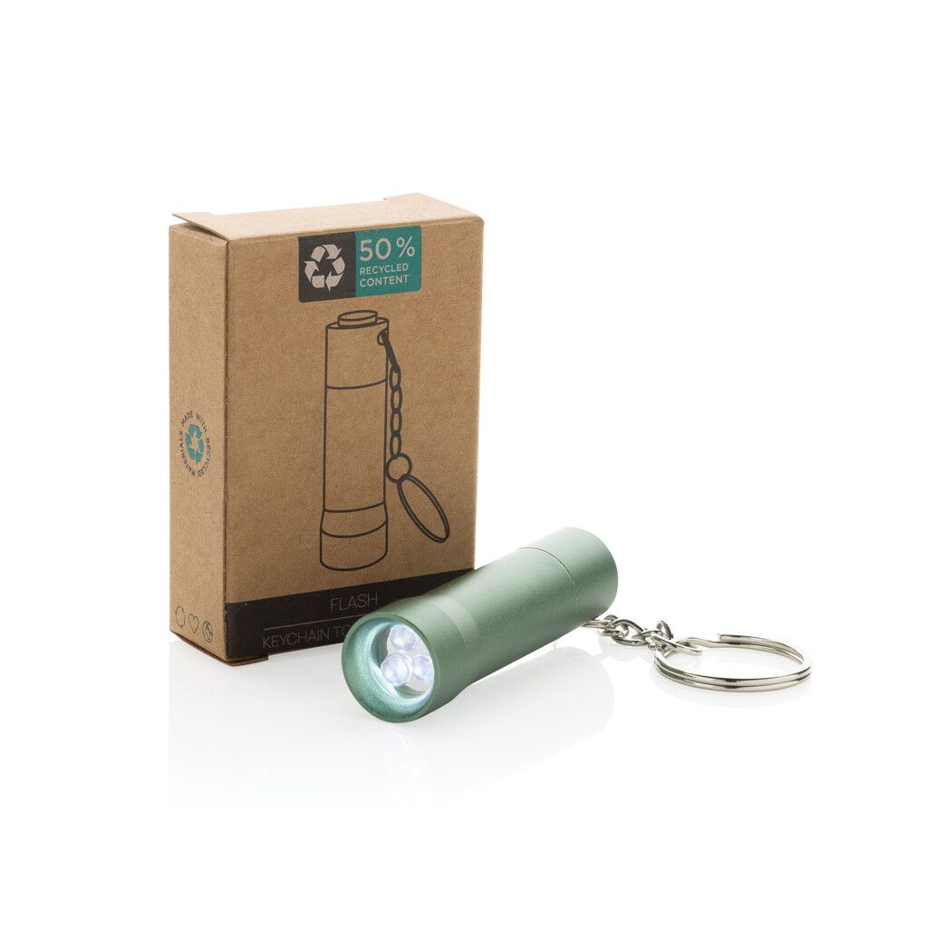 Flash Schlüsselanhänger-Taschenlampe aus RCS rec. Aluminium - grün-46