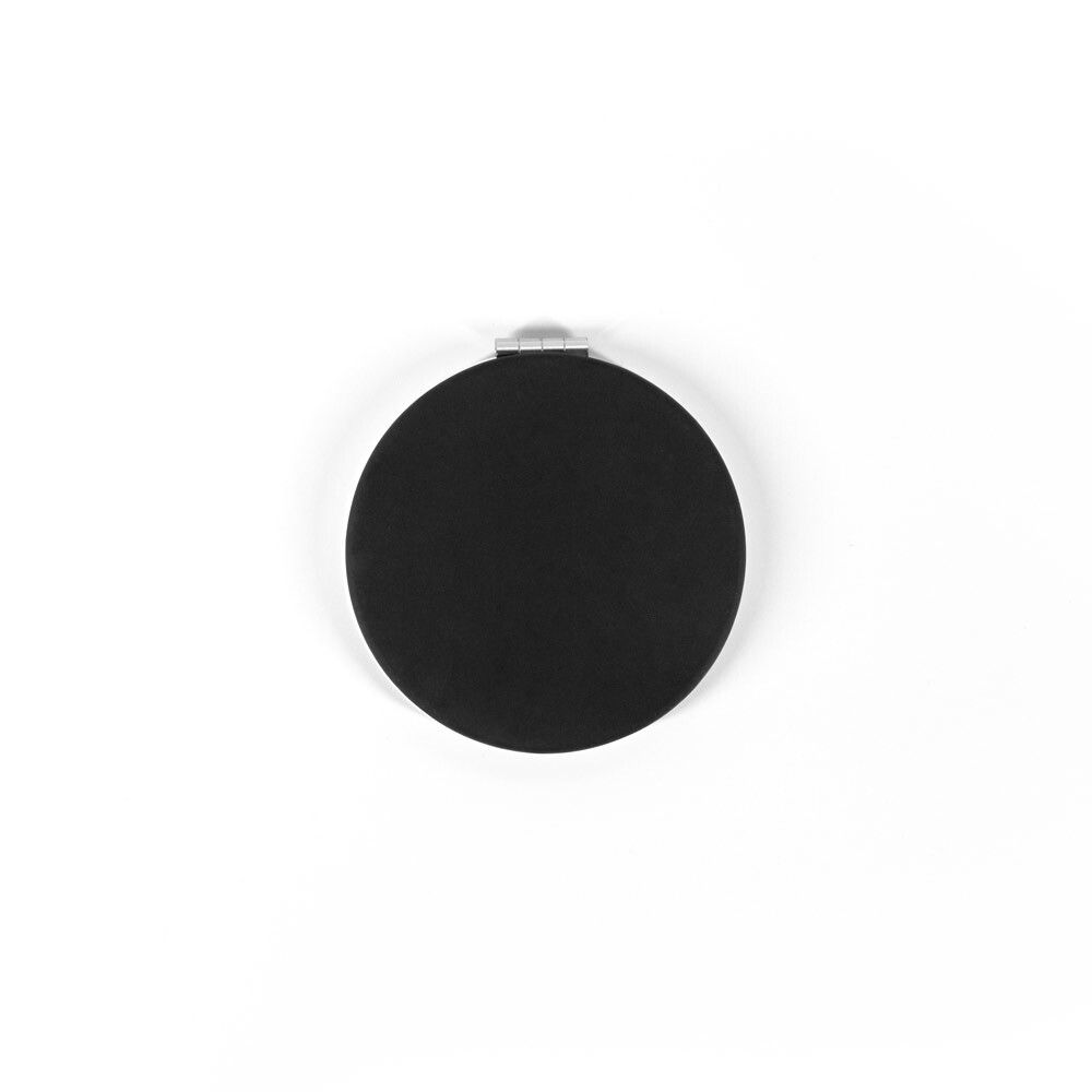 FREYA Runder doppelseitiger Spiegel mit matter PU-Außenseite - schwarz-522