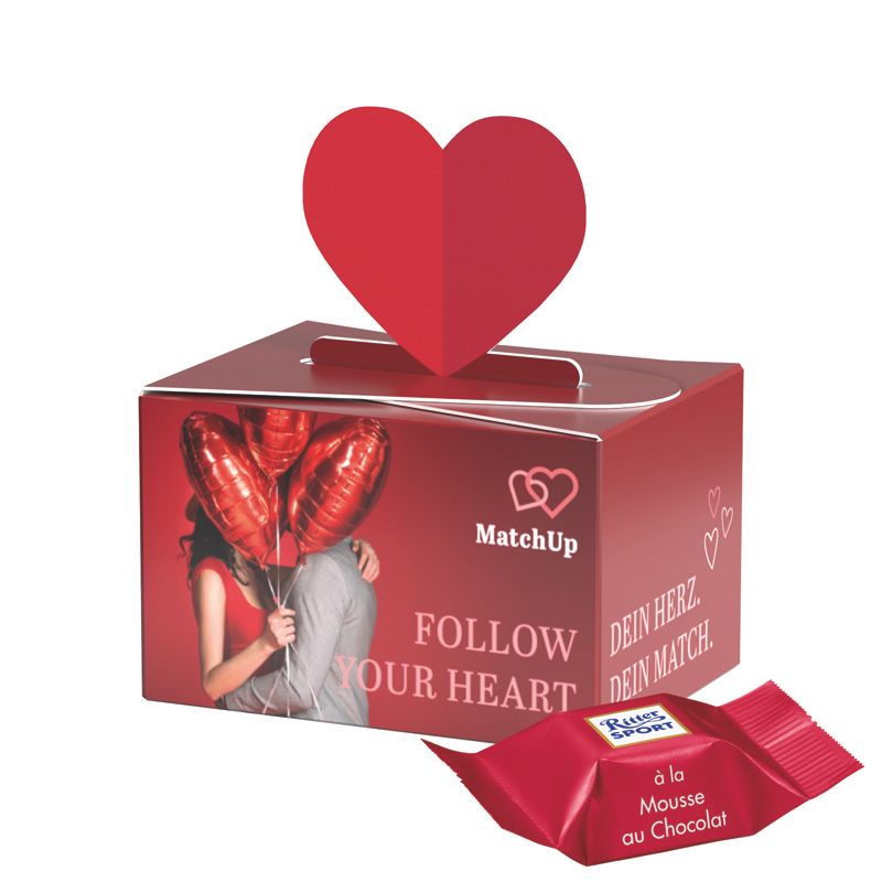 Geschenkbox Mini Herz, Ritter SPORT Schokowürfel Mousse au Chocolate-115