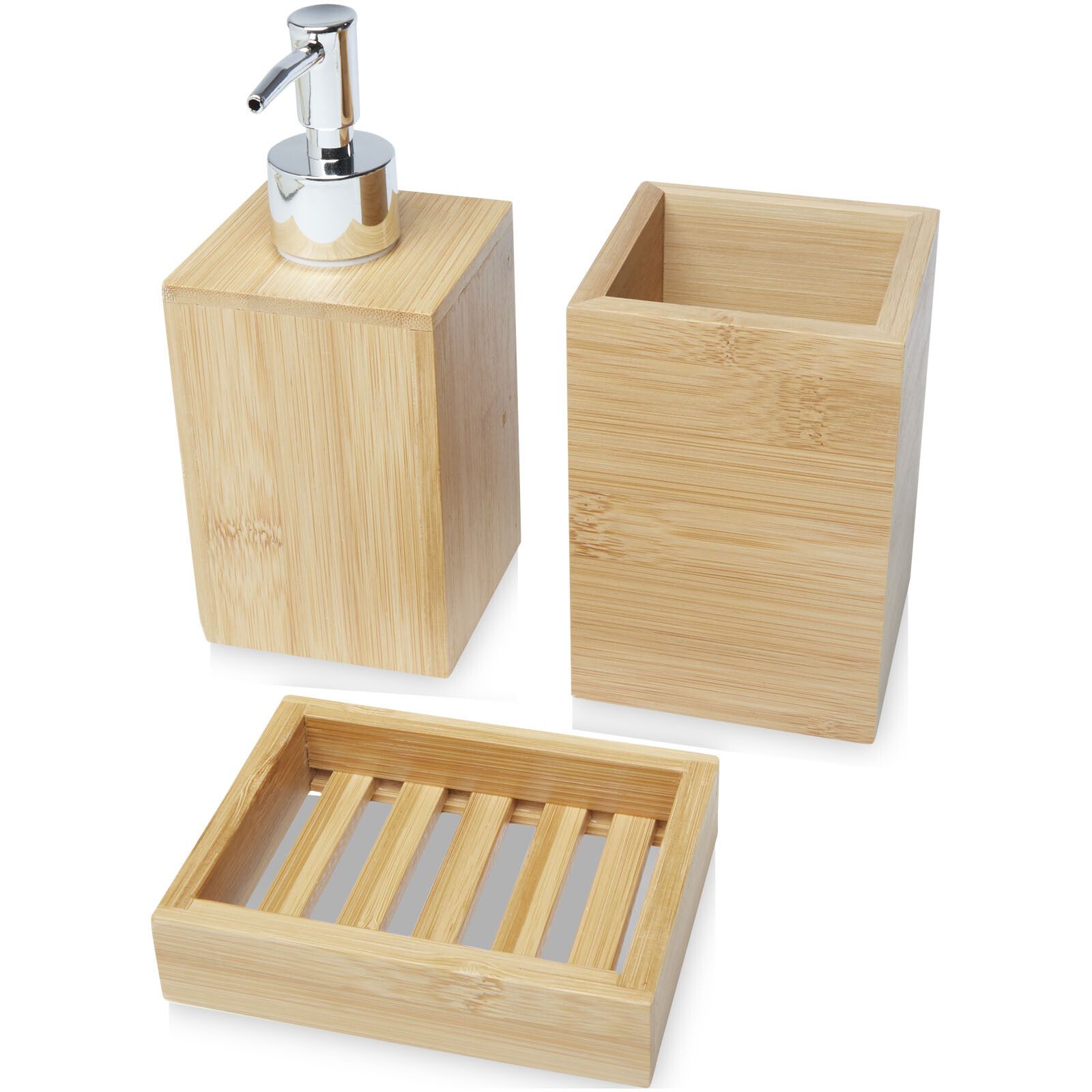 Hedon 3-teiliges Bambus Badezimmer-Set - natural-564