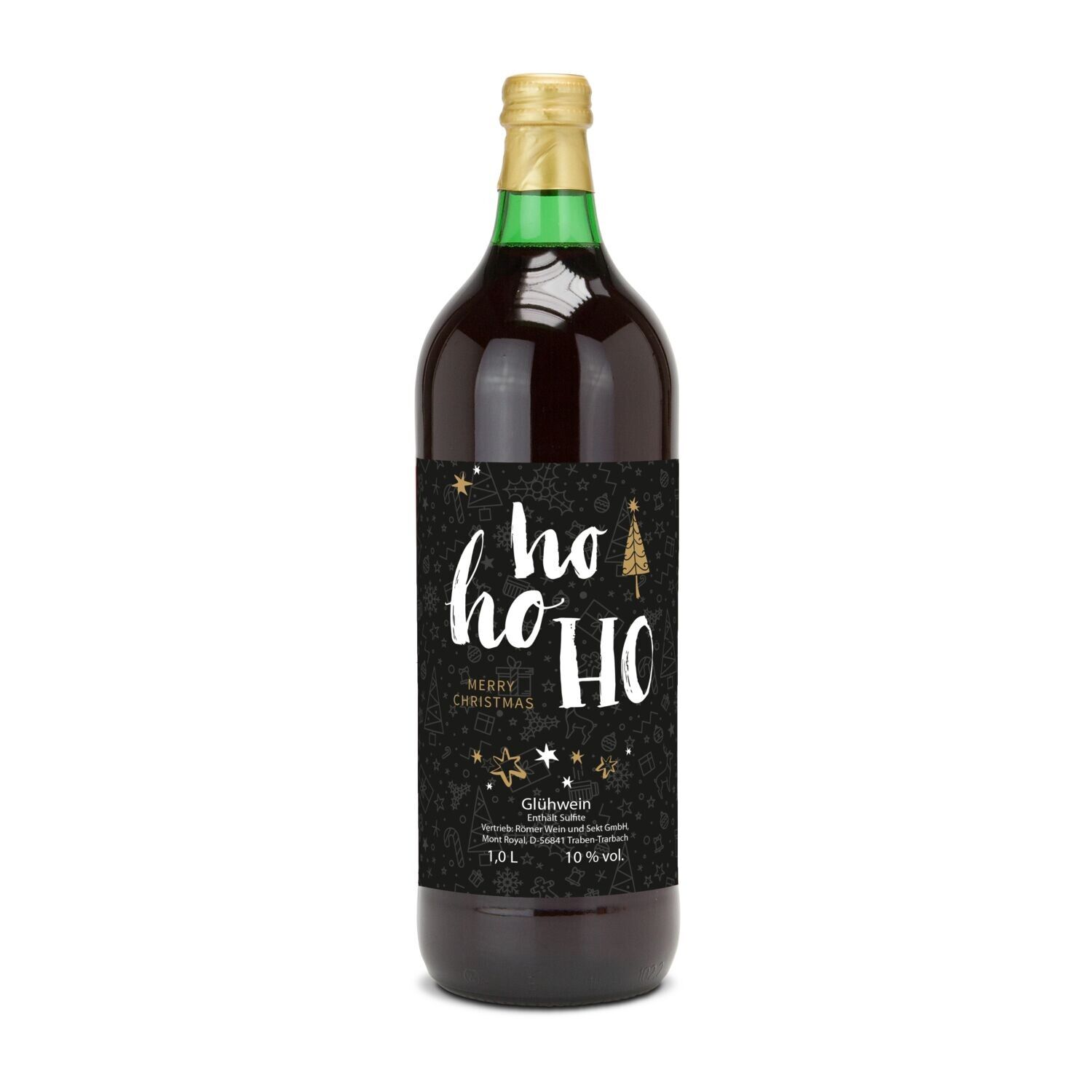 Glühwein - Flasche grün, mit Schraubverschluss, 1 l - individuelles Etikett-744