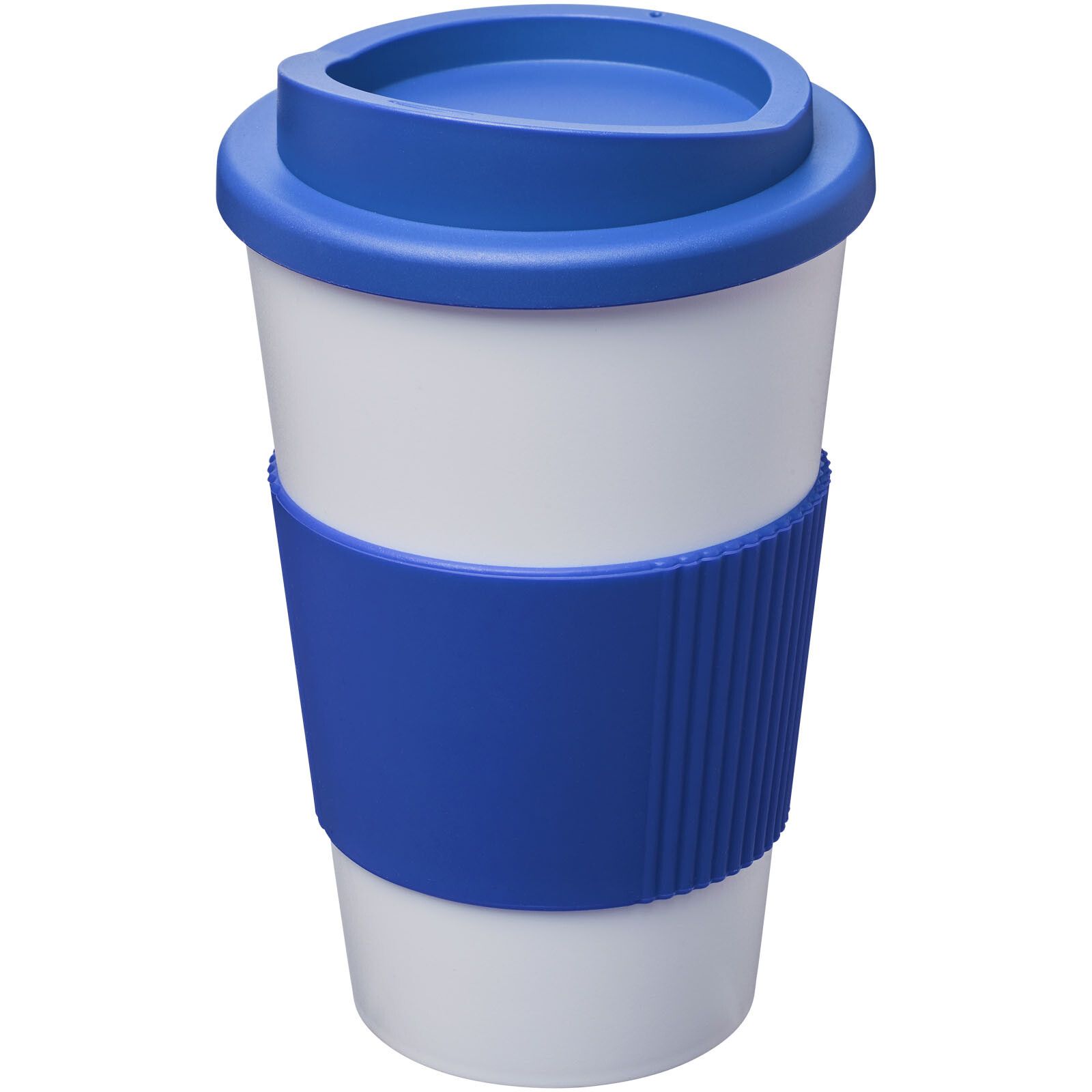 Americano 350 ml Isolierbecher mit Schutzring - weiss -  mittelblau-325