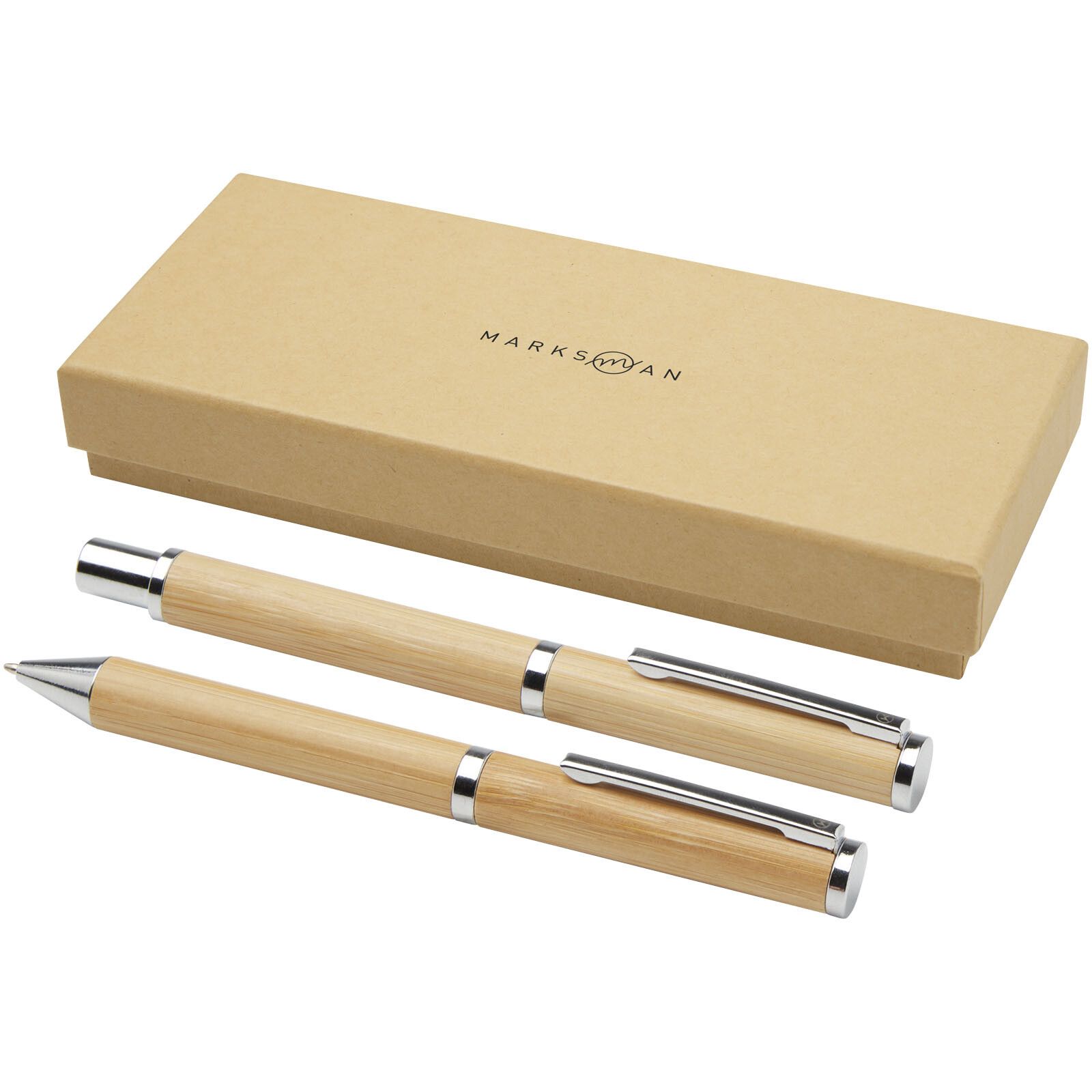 Apolys Kugelschreiber und Tintenroller Set aus Bambus (schwarze Mine) - natural-124