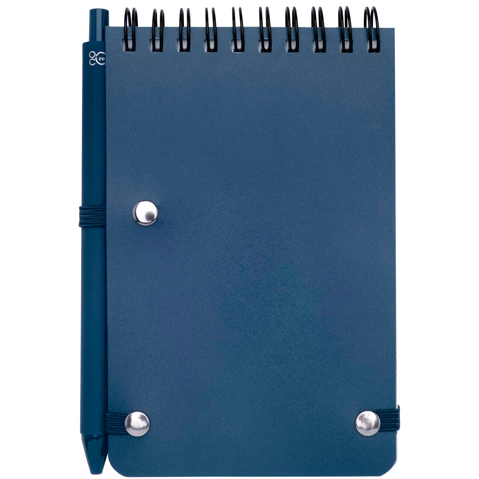 Thalaasa A6 Hardcover Notizbuch aus Ocean Bound Kunststoff mit Kugelschreiber (schwarze Mine) - ozeanblau-125