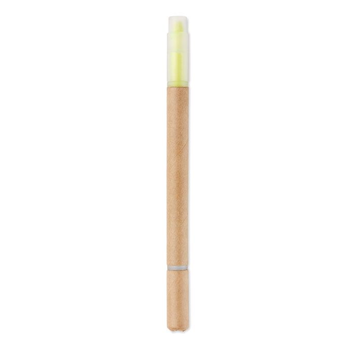 Kugelschreiber mit Textmarker DUO PAPER - gelb-376