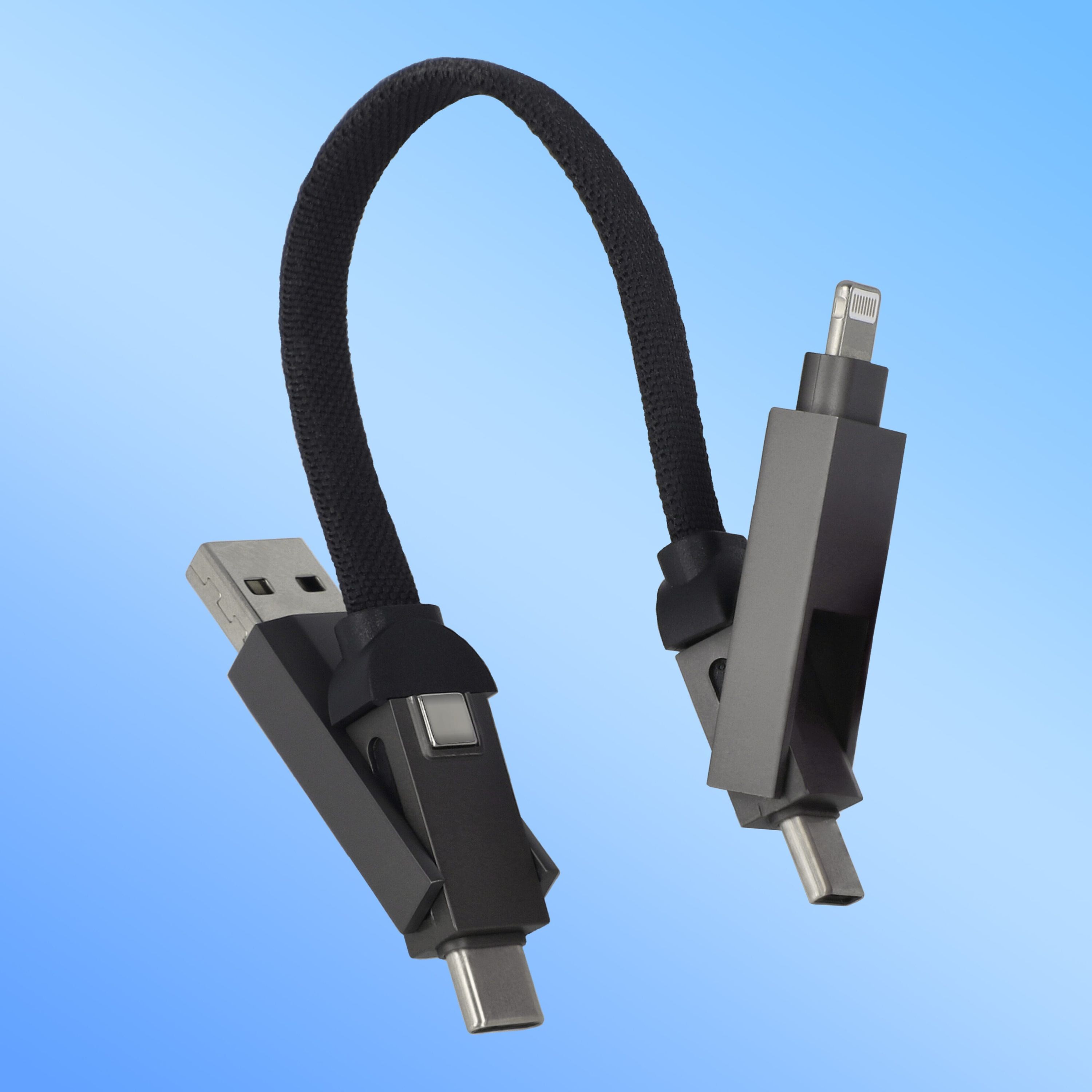 Multifunktionales 4-in-1 Kabel Schlüsselanhänger Größe 60 W - schwarz-416