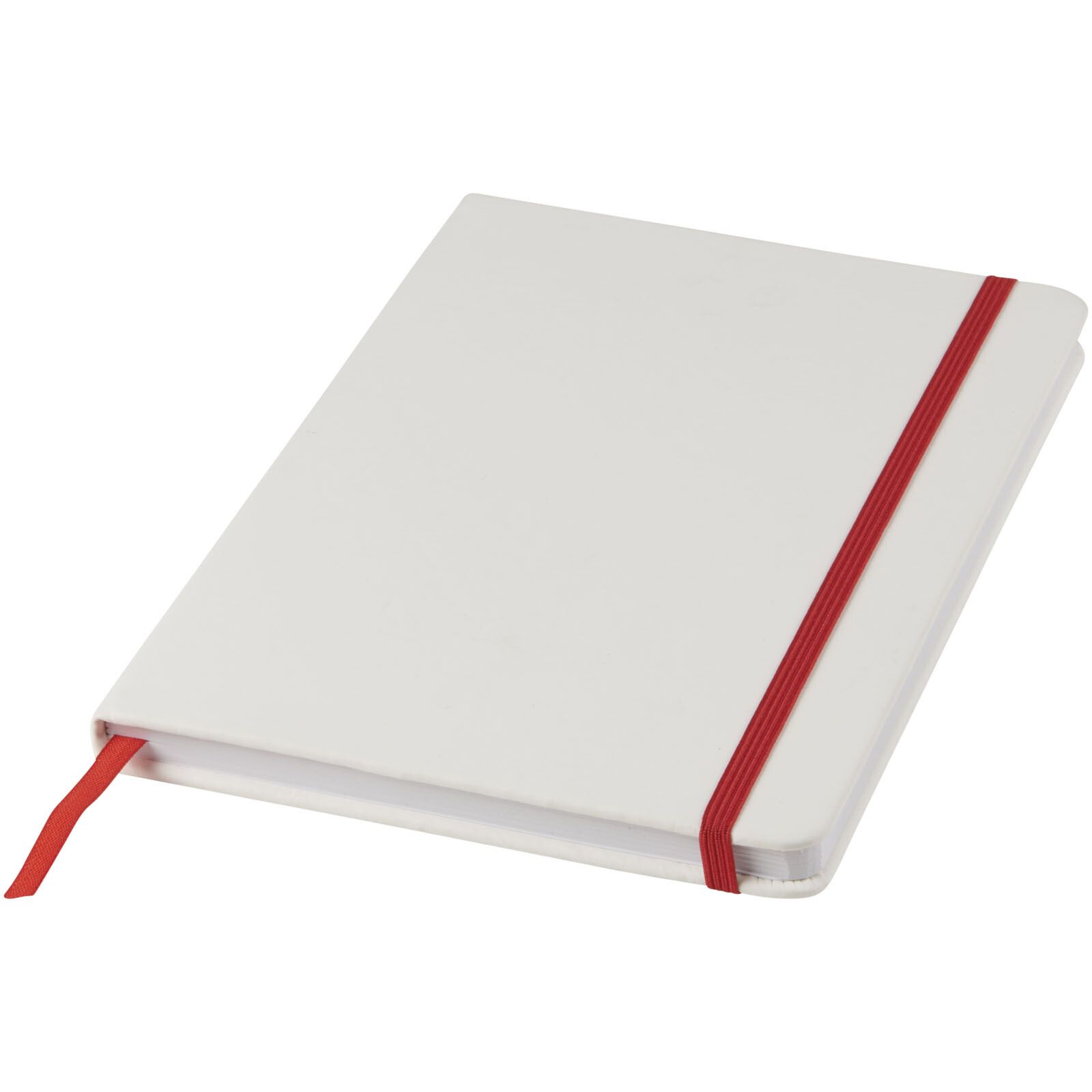 Spectrum weißes A5 Notizbuch mit farbigem Gummiband - weiss -  rot-335