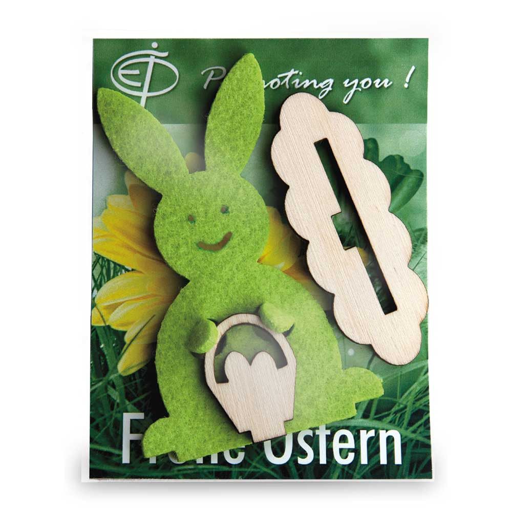 Steckfigur Hase in Werbekarte - Hase mit Lasergravur-730