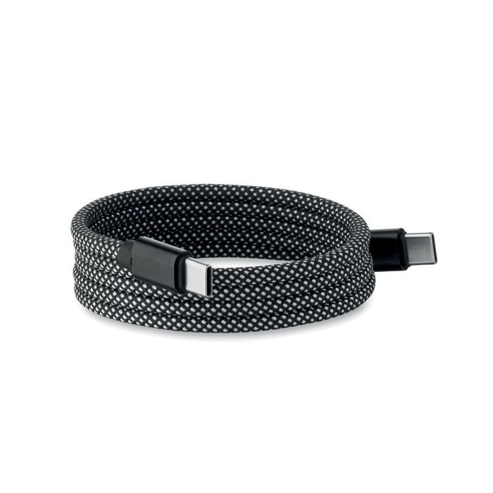 Magnetisches Kabel RPET BRAID - weiß - schwarz-778