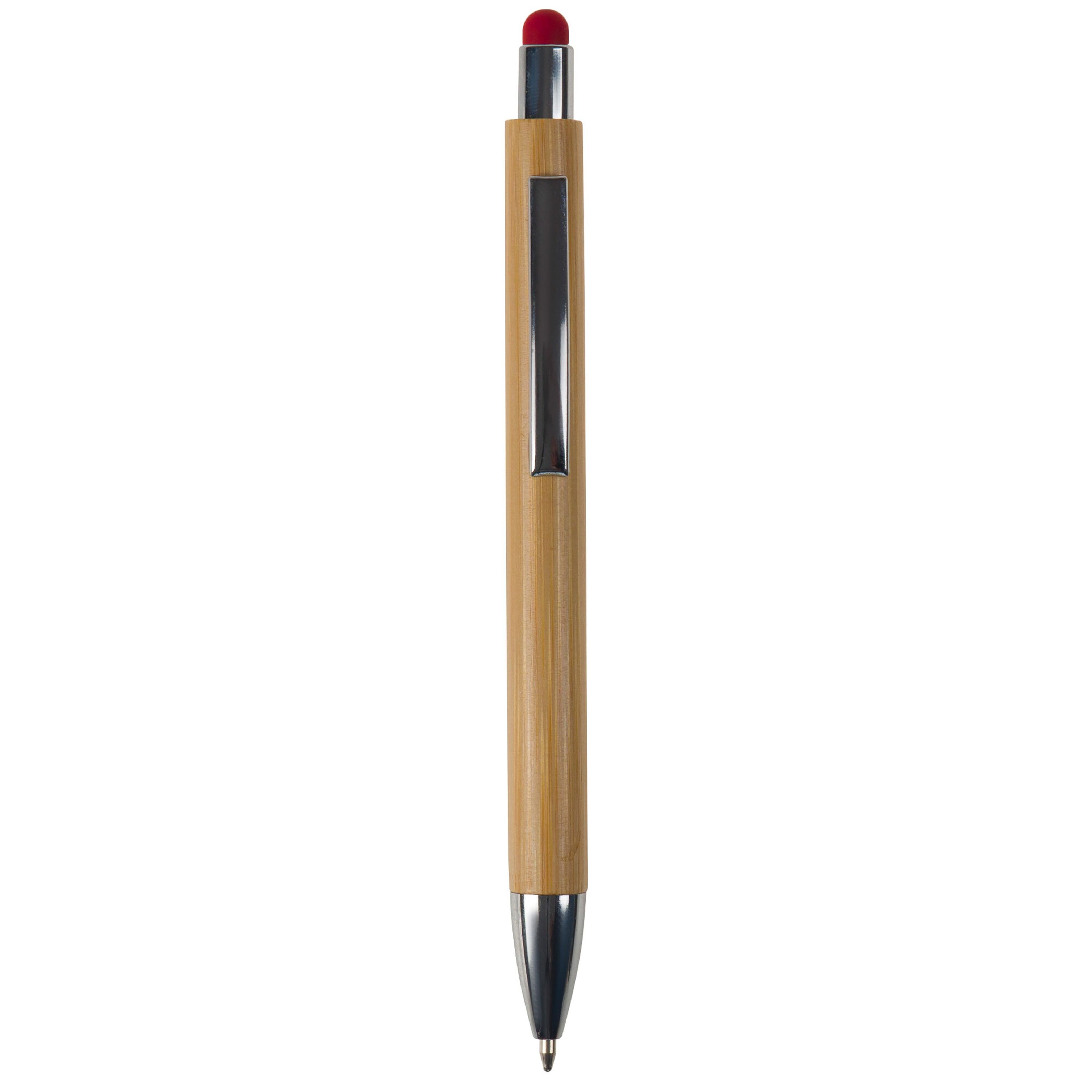 Bambus Kugelschreiber New York mit Touchpen - rot-342
