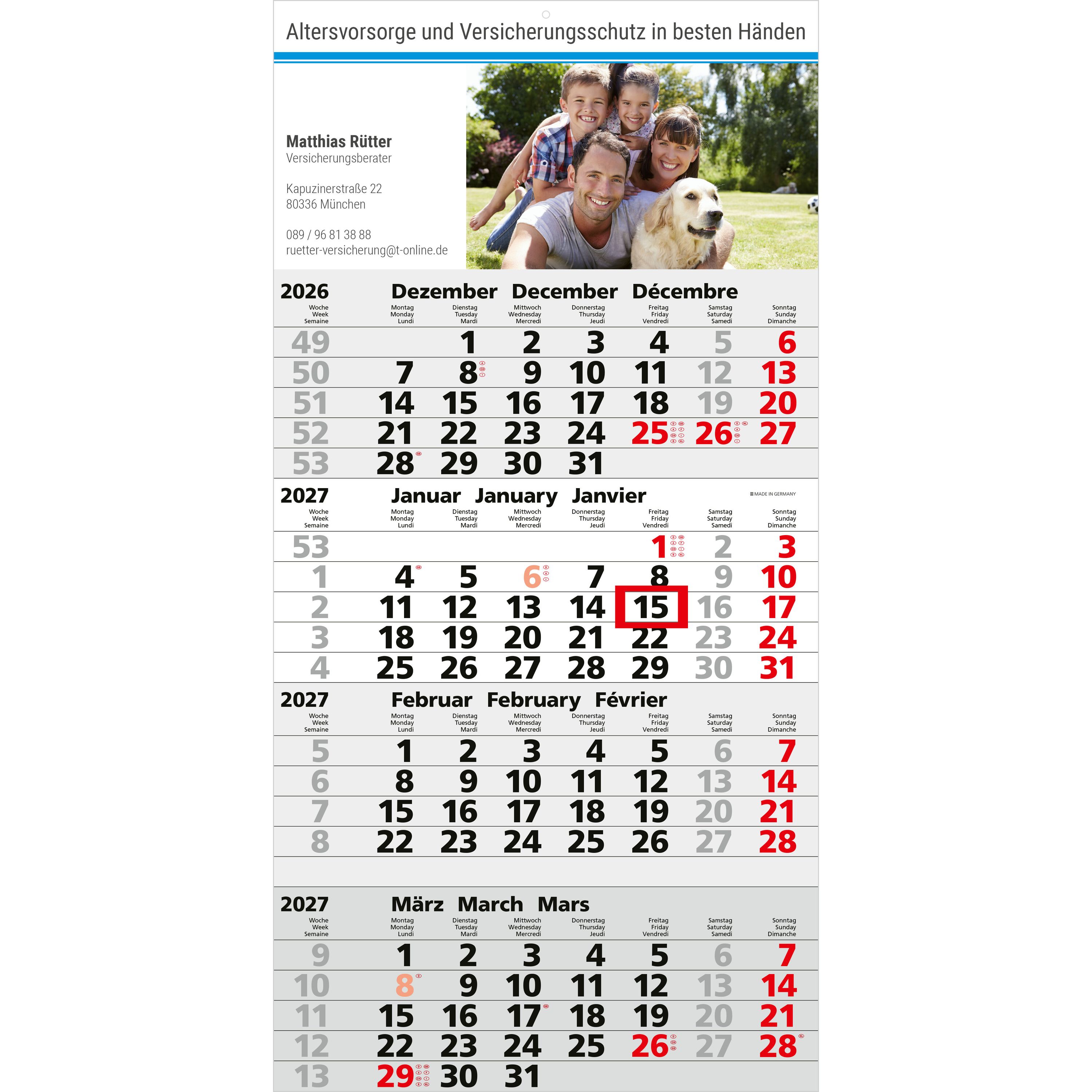 4-Monatskalender Einblatt Mega 4 Post A-749