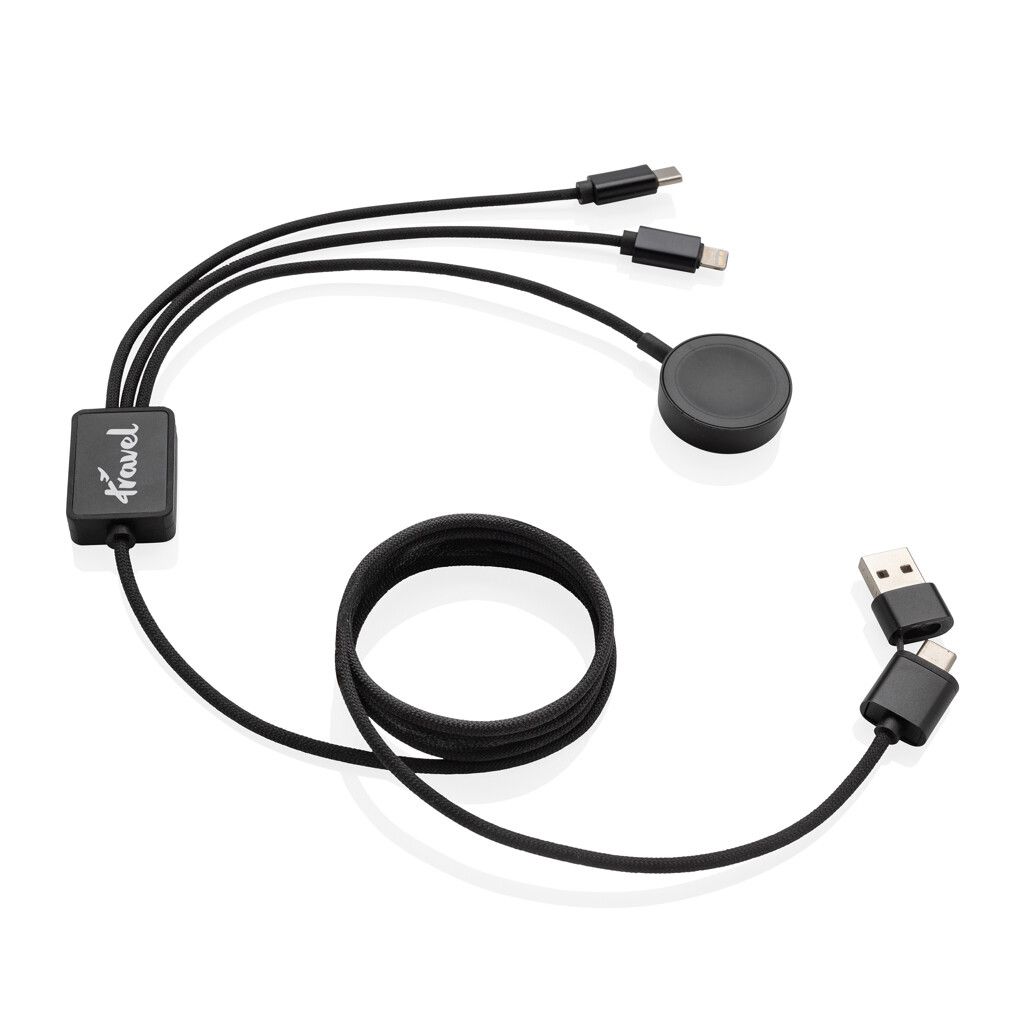 Terra RCS rPET 6-in-1-Ladekabel mit Uhrenladegerät - grau-631