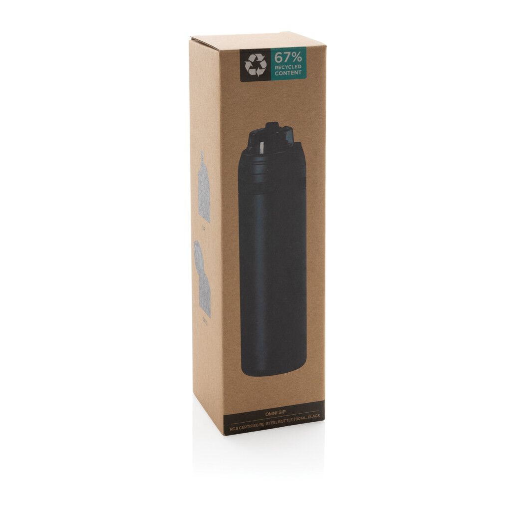 Omni Sip verschließbare Flasche aus RCS-reSteel, 720ml - schwarz-450