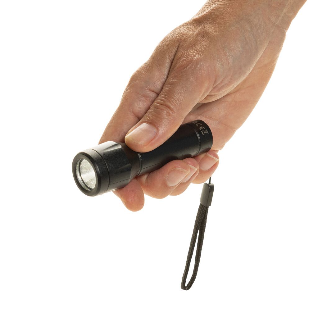 Flara USB-aufladbare Taschenlampe aus RCS recyceltem ABS - schwarz-47