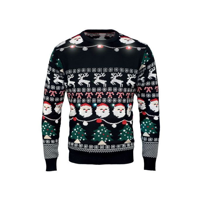 Weihnachts-LED-Pullover S/M SHAMIS - schwarz-832