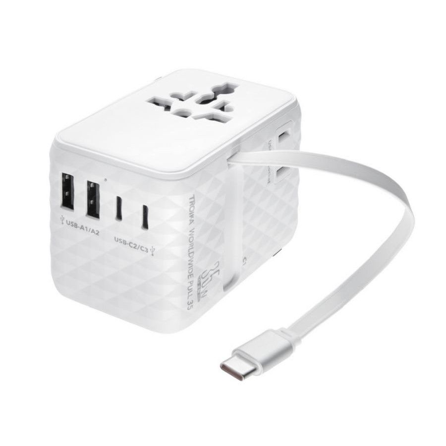 TROIKA Reiseadapter WORLDWIDE PULL 35 - weiß-665