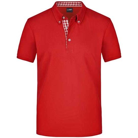 Men´s Plain Polo - red - red - white-817