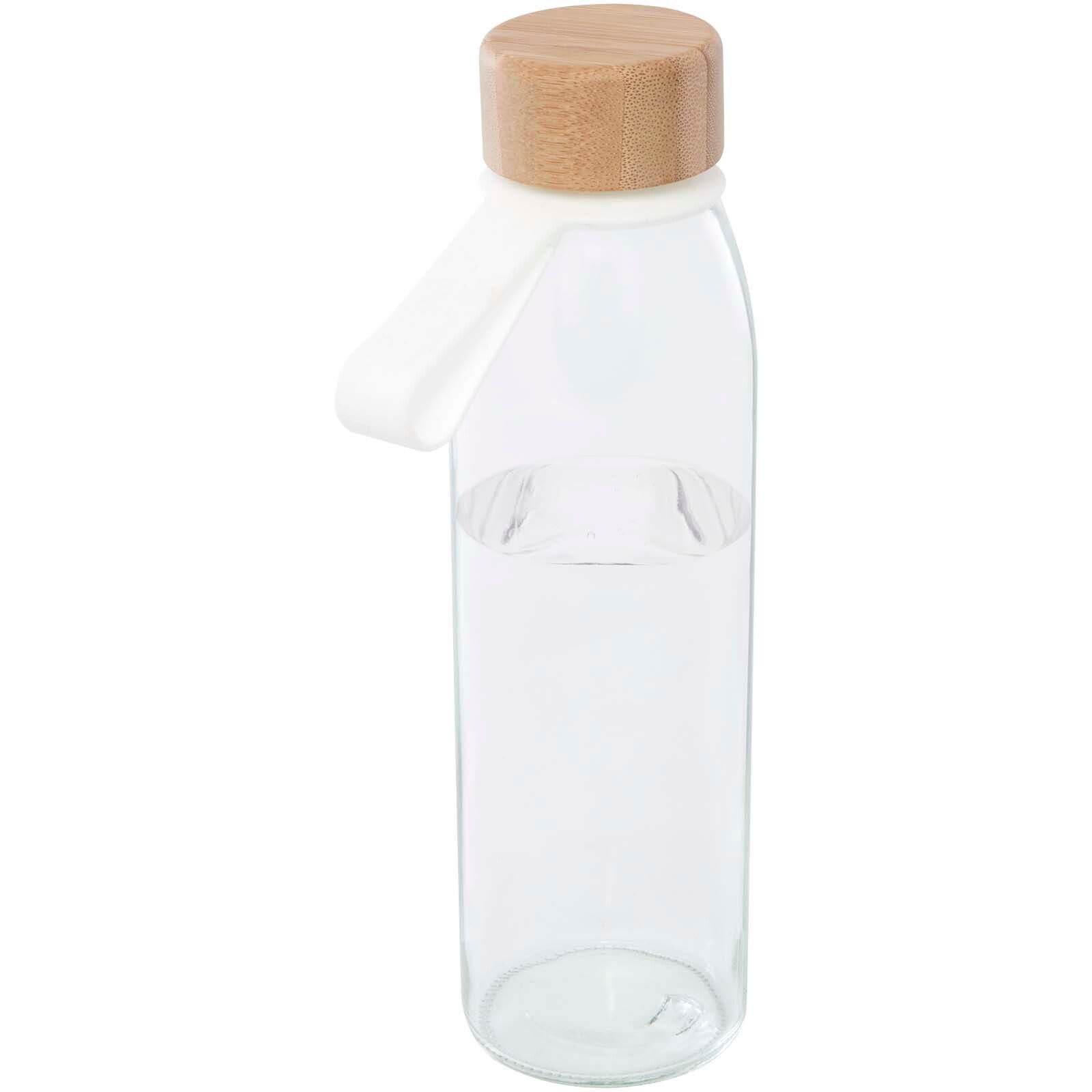 Porto 500 ml Glas-Flasche mit Silikongriff und Bambusdeckel  - transparent klar-952