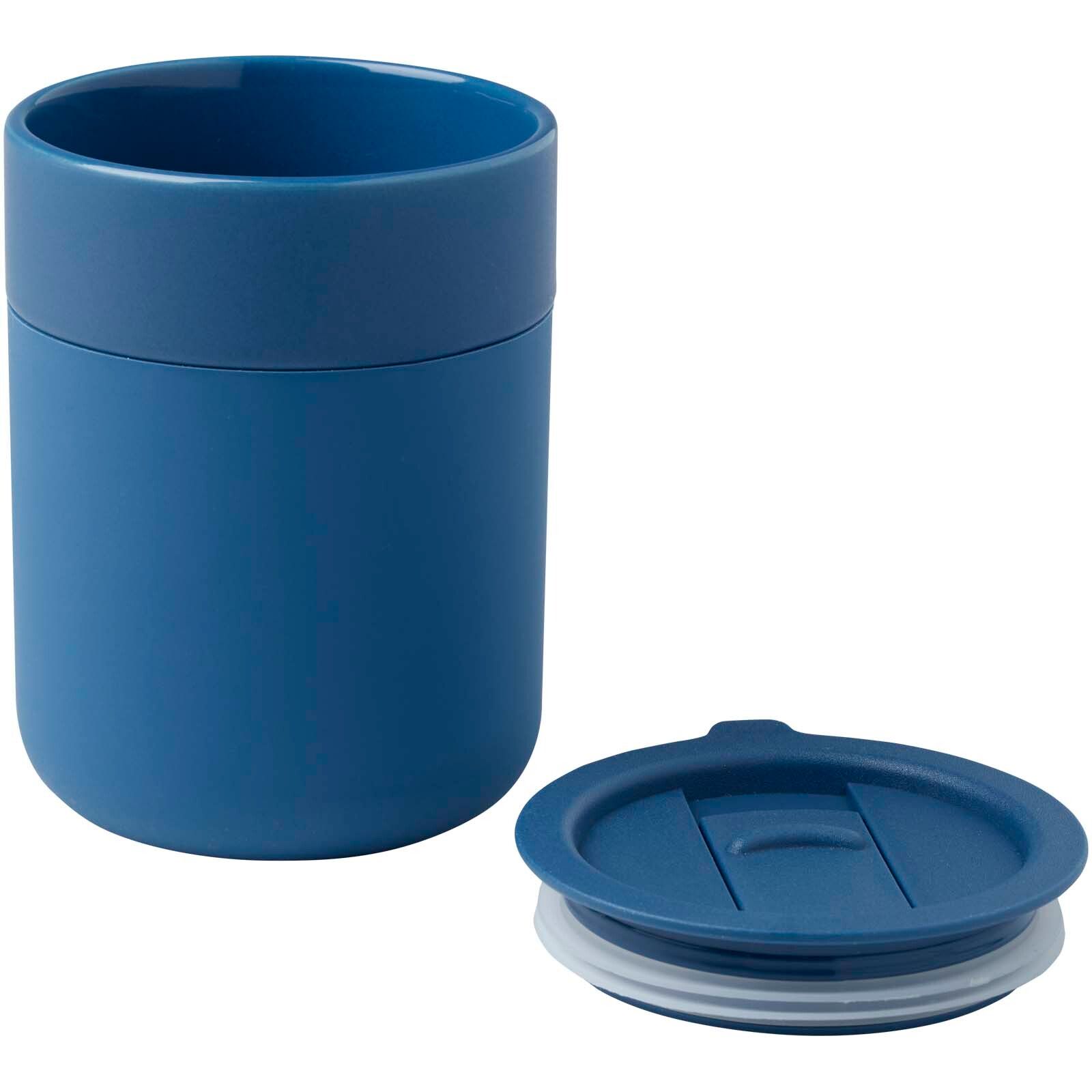 Java 330 ml Keramikbecher mit Silikonhülle und Kunststoffdeckel - blau-523