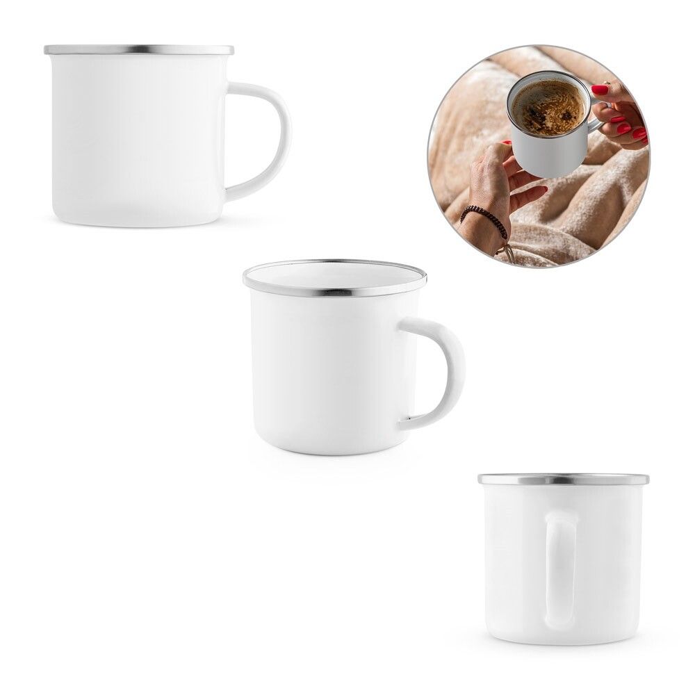 GOTZE SUB Tasse (350 mL) aus Emaille geeignet für Sublimation - weiß-363