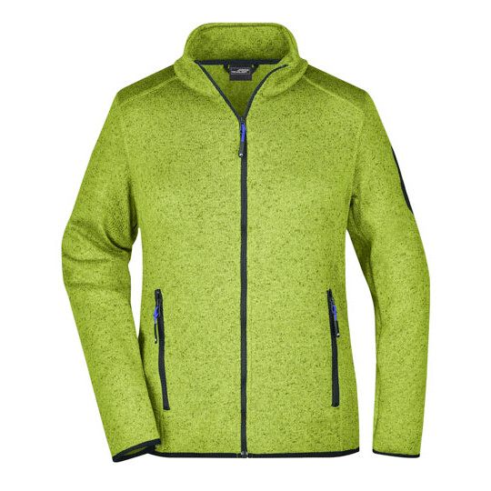 Ladies´ Knitted Fleece Jacket - light grey melange - red-451