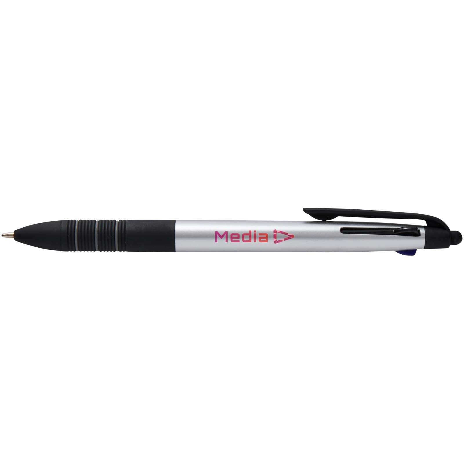 Trine 3-Farben RCS recycelter Kugelschreiber mit Stylus - silber-750