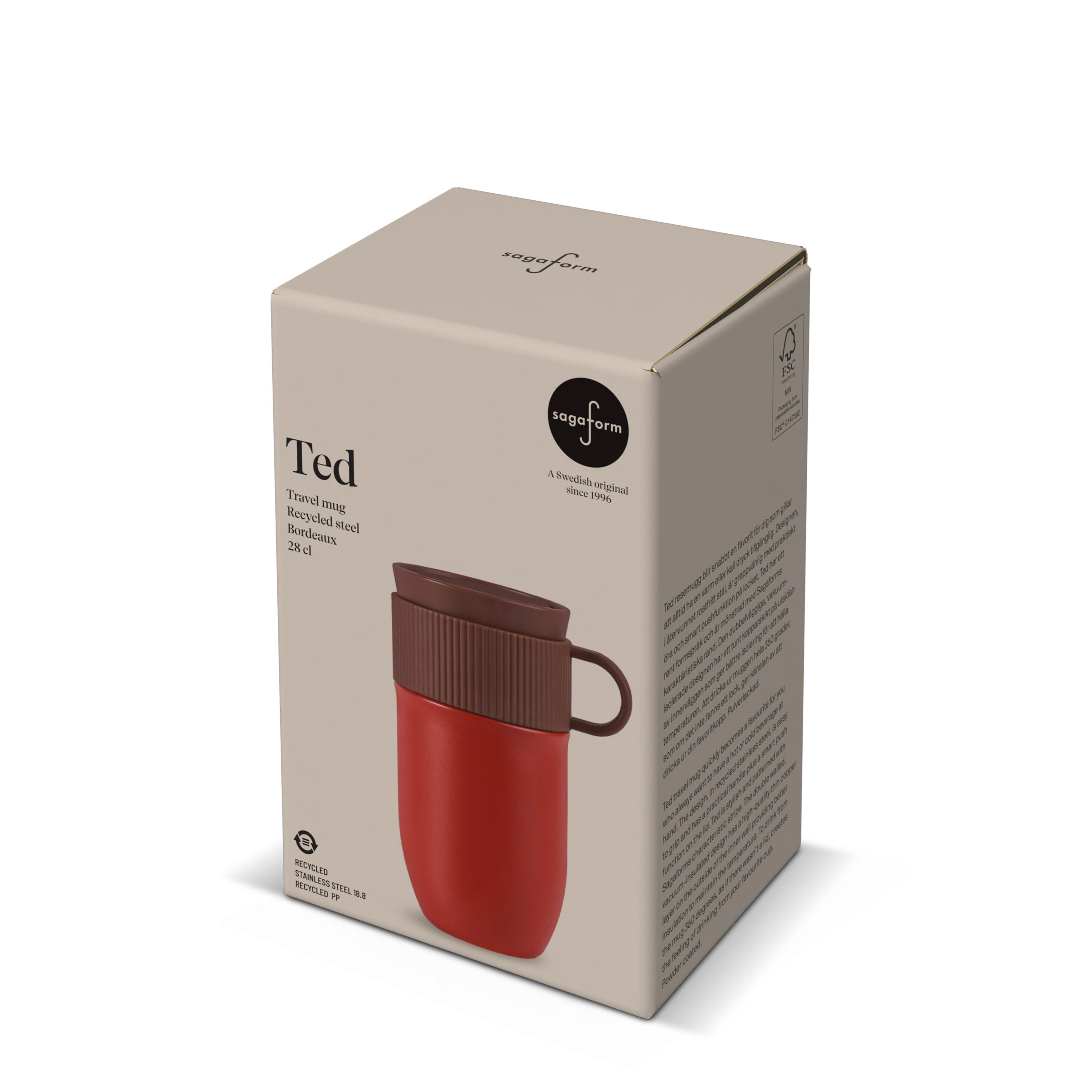 Sagaform Ted isolierter Becher, 280ml auslaufsicher und spülmaschinenfest - dunkelrot-706