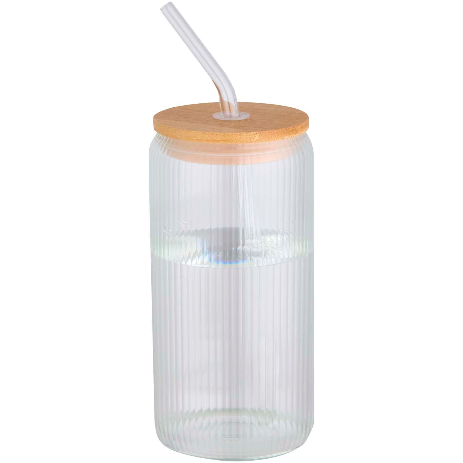 Mirage 500 ml einwandiges Glas aus Borosilikatglas mit Bambusdeckel - transparent-788