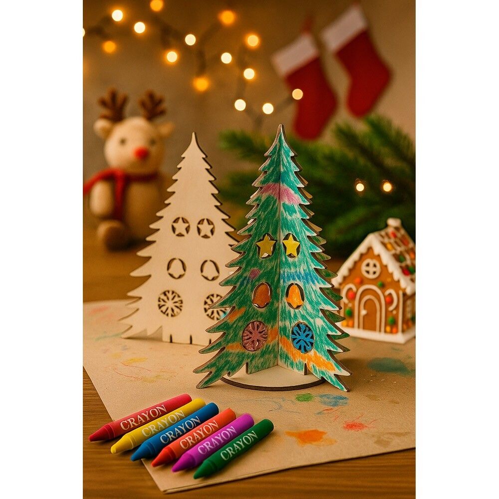 PINERY Zerlegbarer Weihnachtsbaum aus Holz zum Bemalen - naturhell-353
