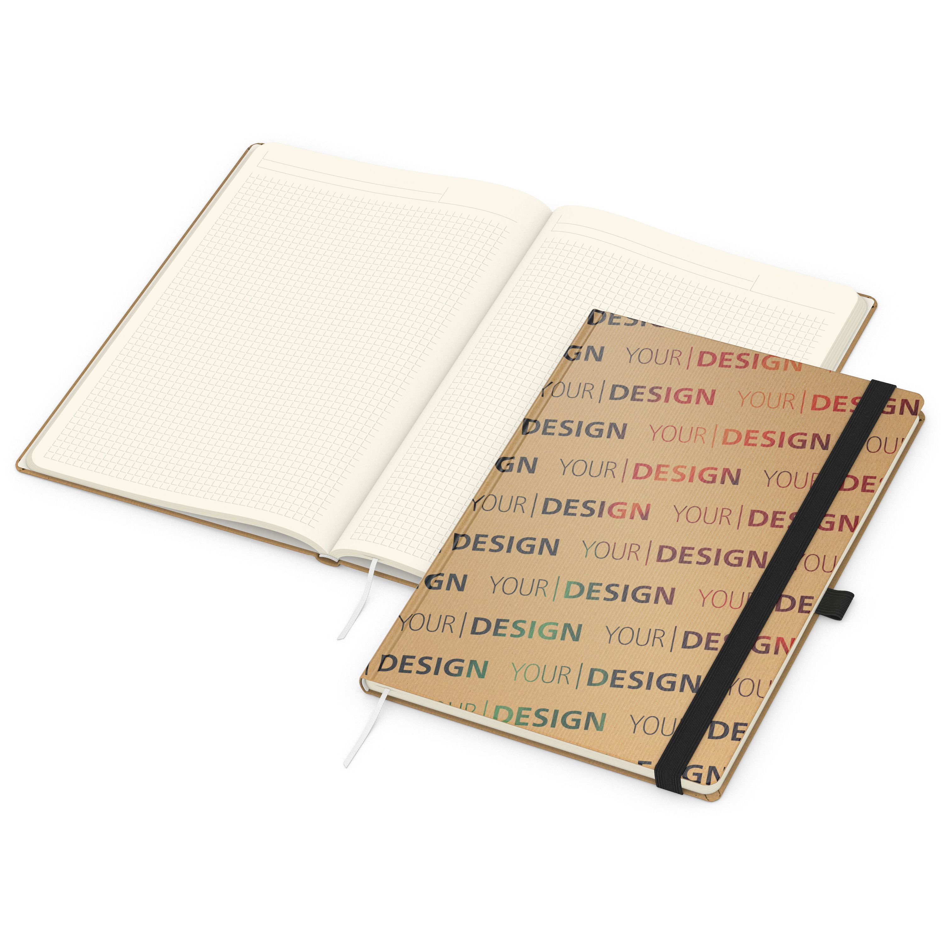 Notizbuch Match-Book, A4, Creme, Winkelkaro, braun-individuell, schwarz-914