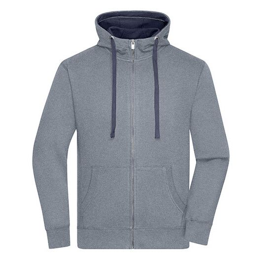Men´s Lifestyle Zip-Hoody - grey melange - navy-502