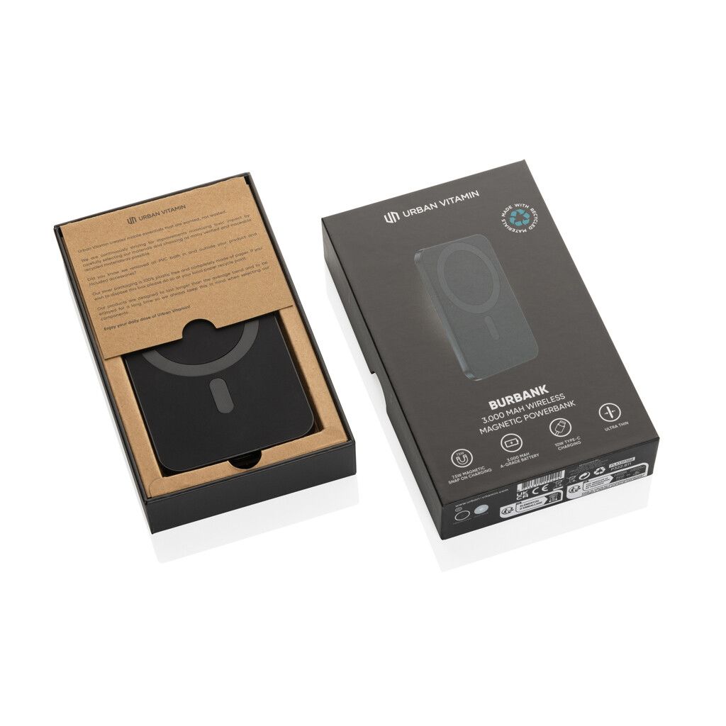 Urban Vitamin Burbank 3000mAh Powerbank aus RCS Plastik/Alu - schwarz-521