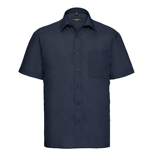 Men's Short Sleeve Classic Polycotton Poplin Shirt - french navy-832