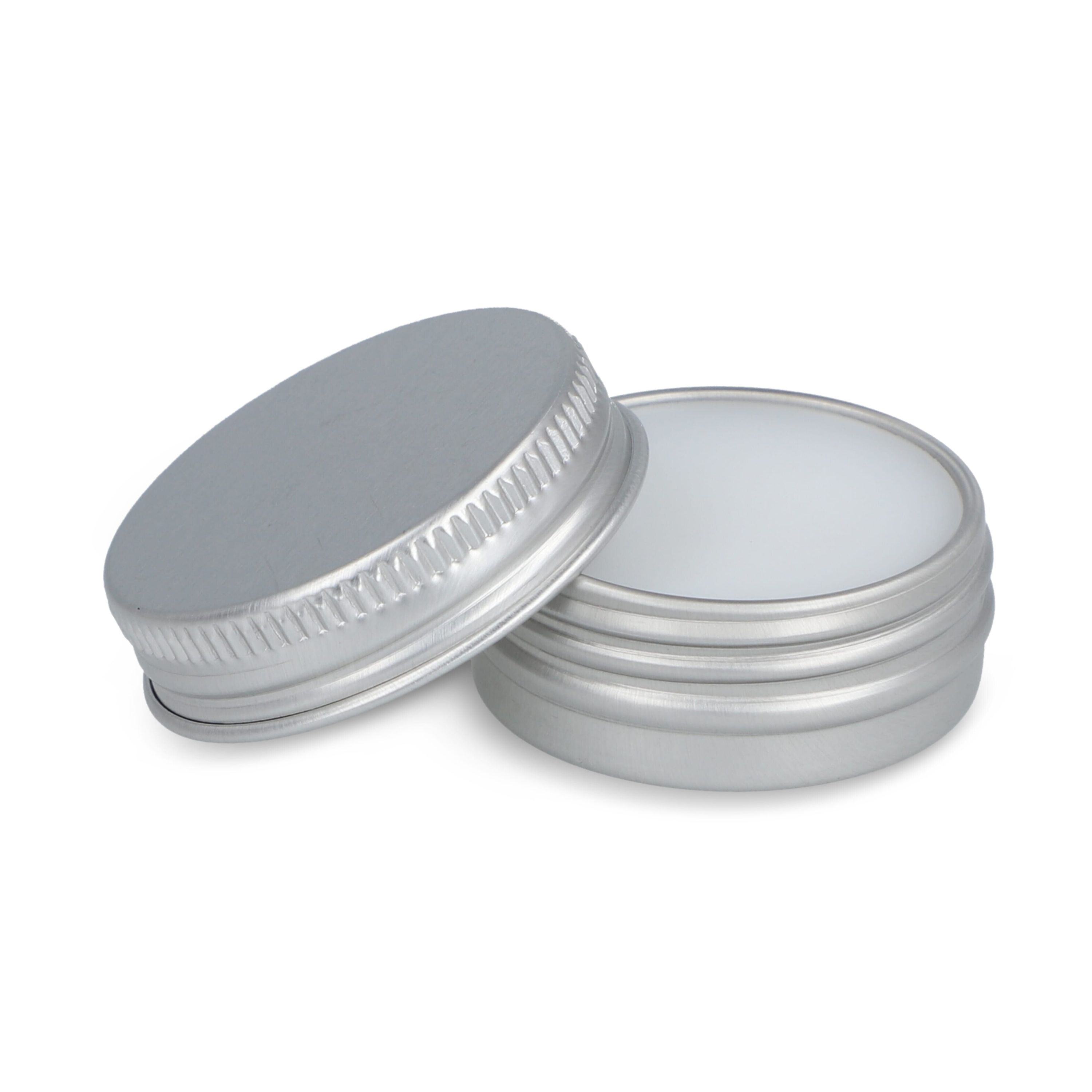 Runde Lippenbalsam-Dose aus recyceltem Aluminium - silber-847