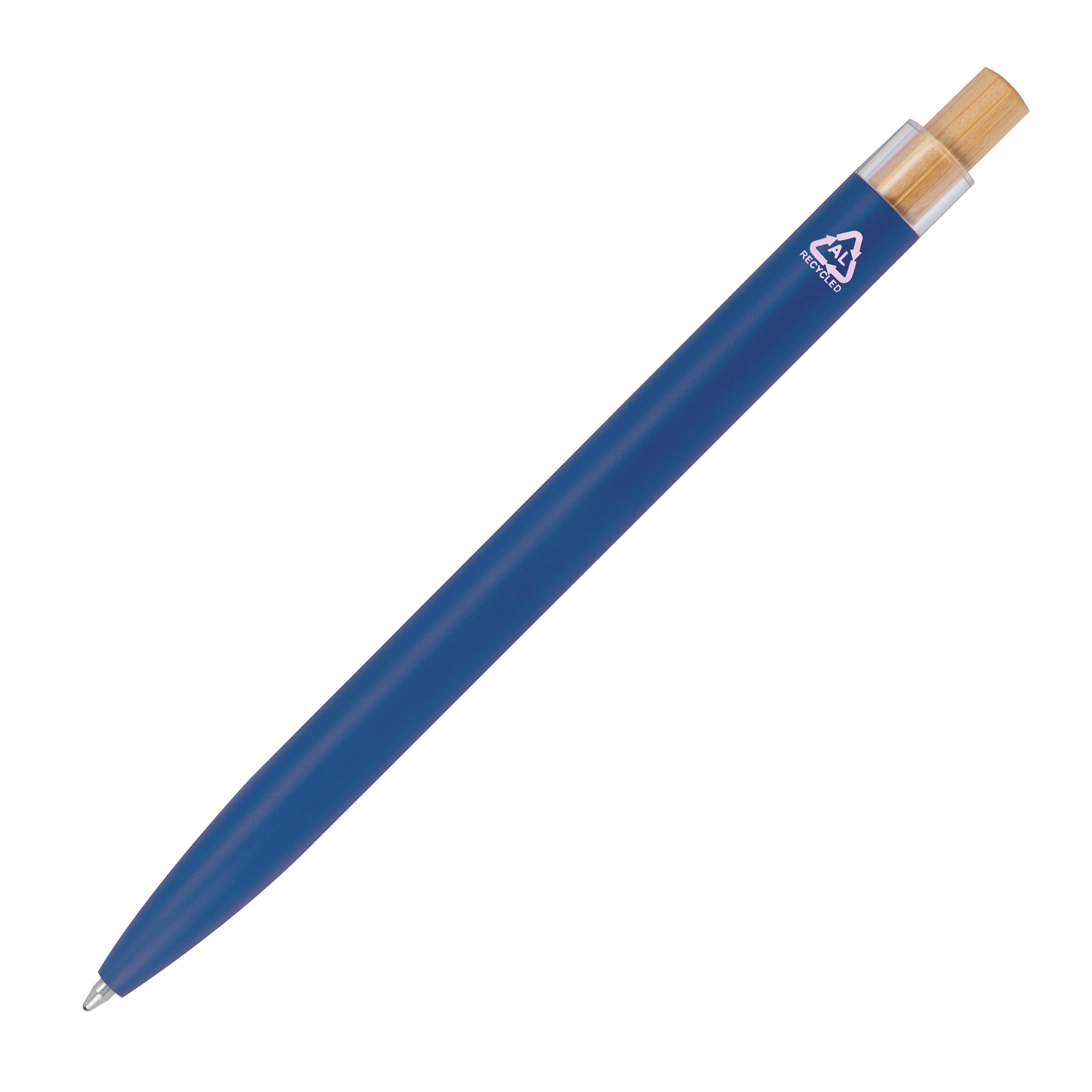 Schreibset mit Kugelschreiber und Rollerball aus recyceltem Aluminium  - blau-561