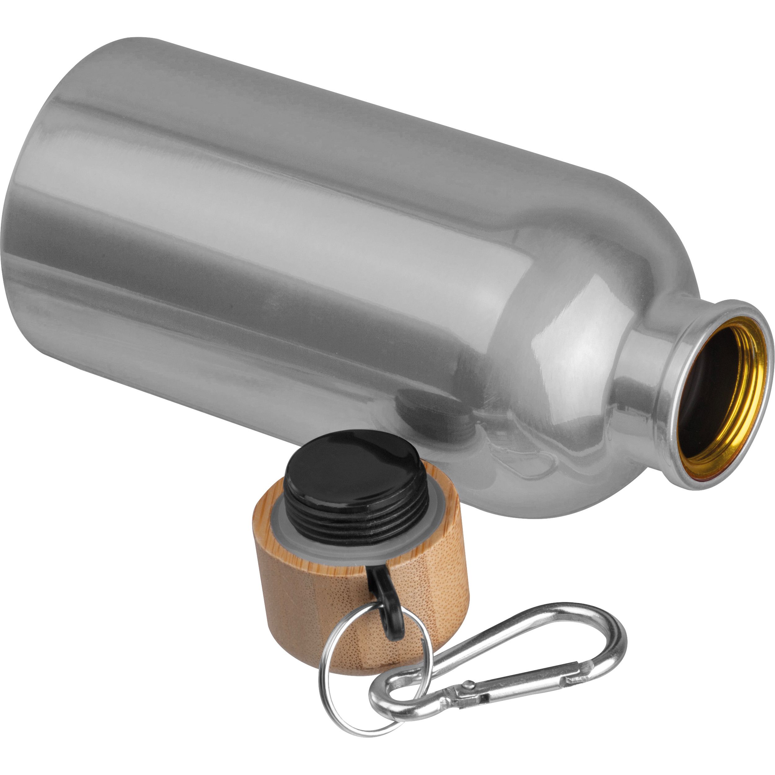 Edelstahltrinkflasche mit Karabiner, 400ml - silbergrau-137