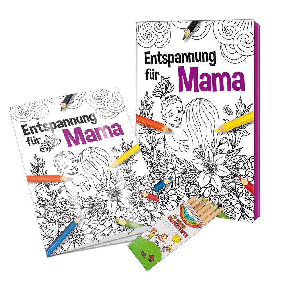 Malbuch / Mal-Set A6 - Entspannung für Mama - Malset mit 1-c Logoeindruck-309