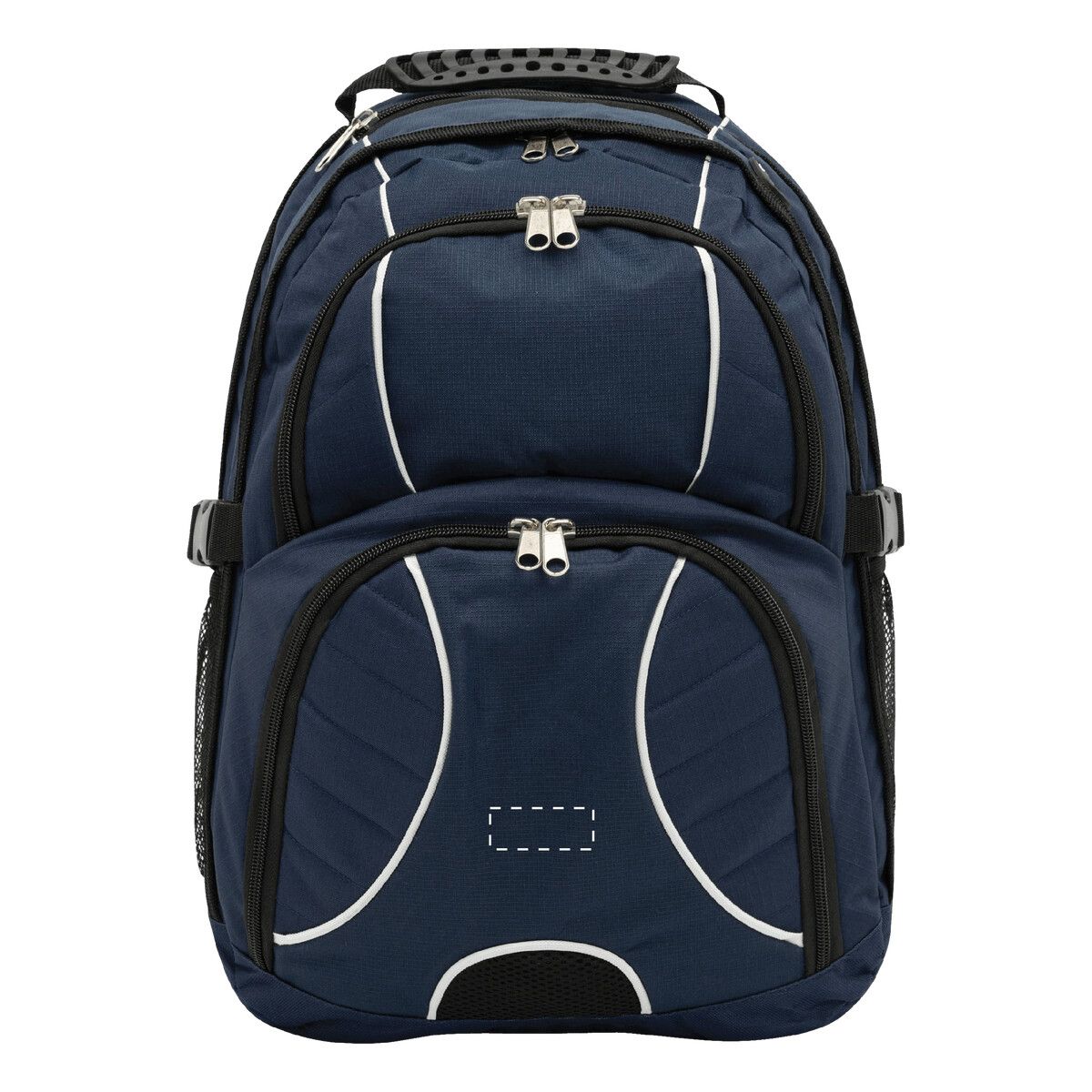 Veredelungsposition mittig auf der großen Vortasche vorne