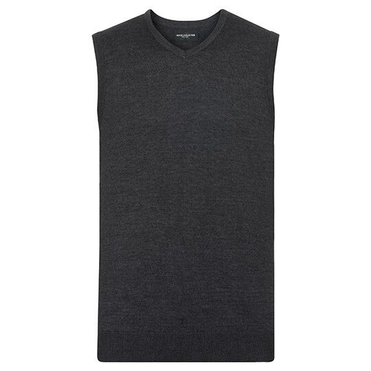 Men's V-Neck Sleeveless Knitted Pullover - charcoal marl-240