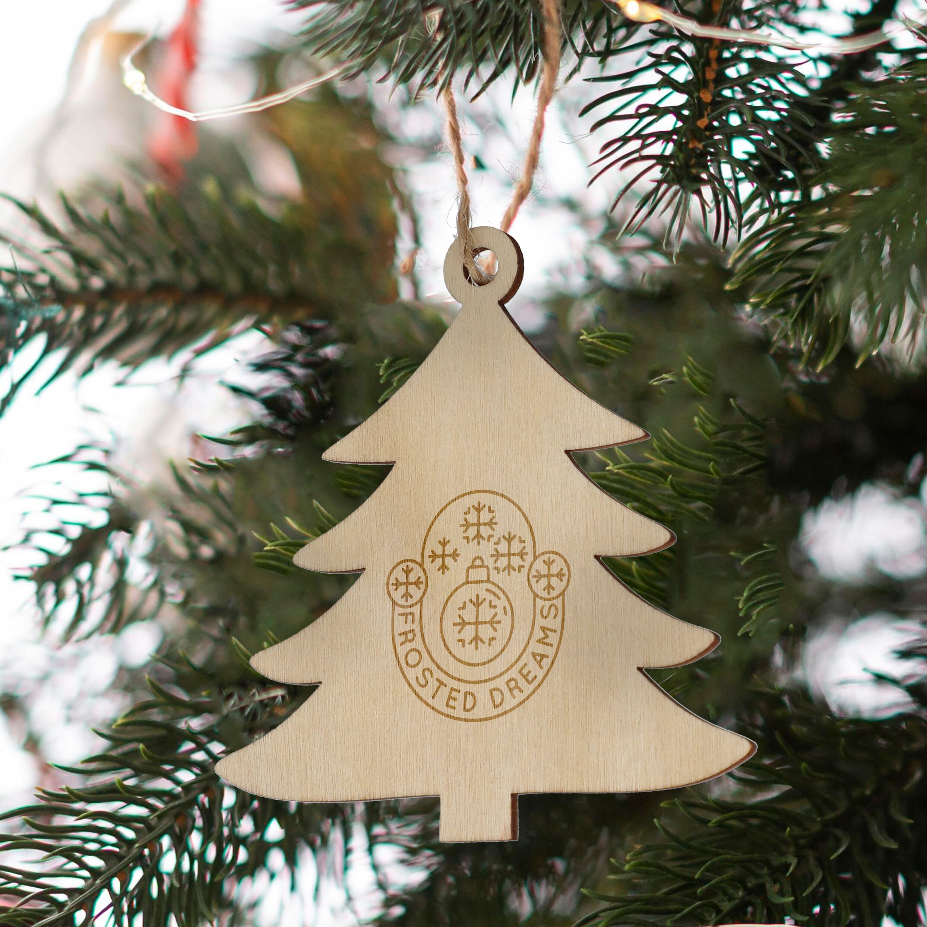 Baumförmiges Weihnachtsornament aus Holz - natur-526